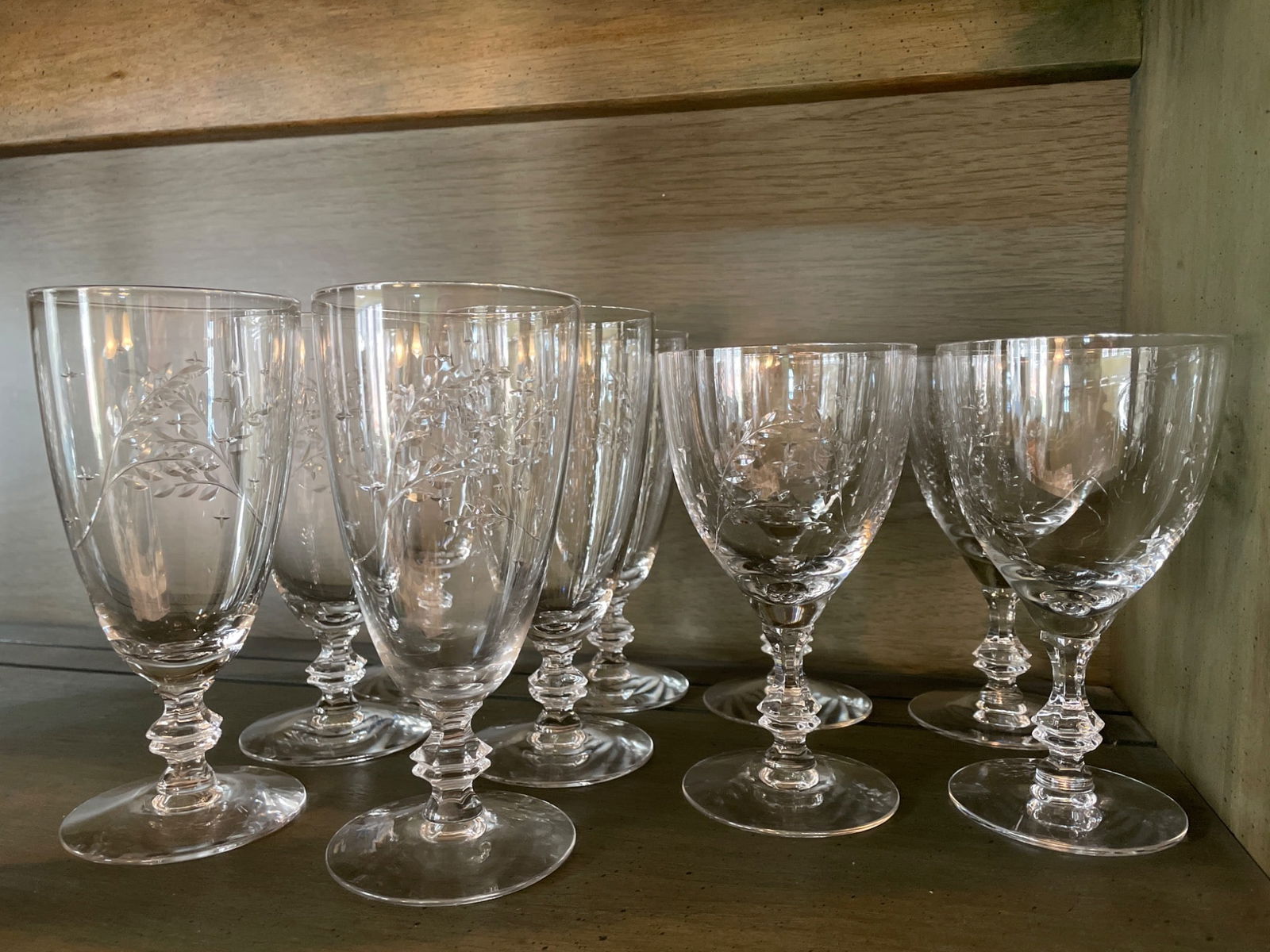 Etched Glass Stems with Floral and Vine Patterns - 2