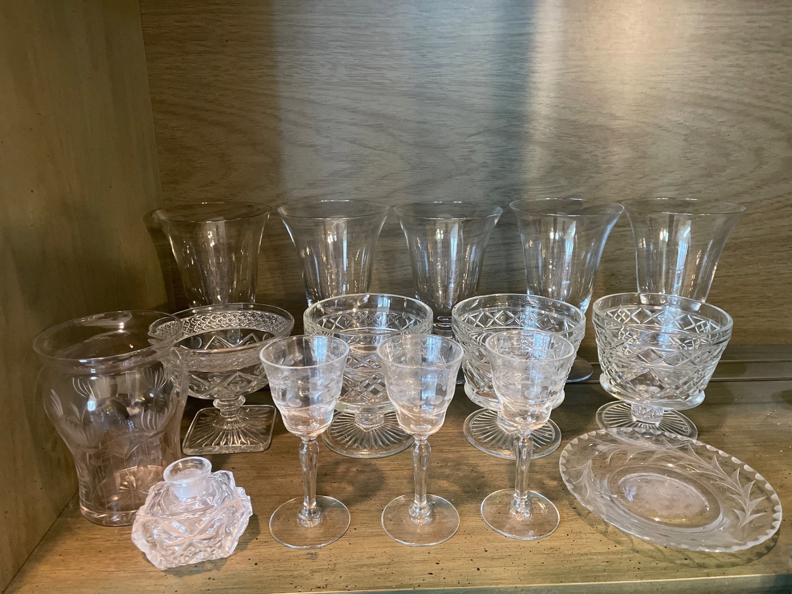 Various Etched and Cut Glassware Including Goblets and Bowls (1 of 5)