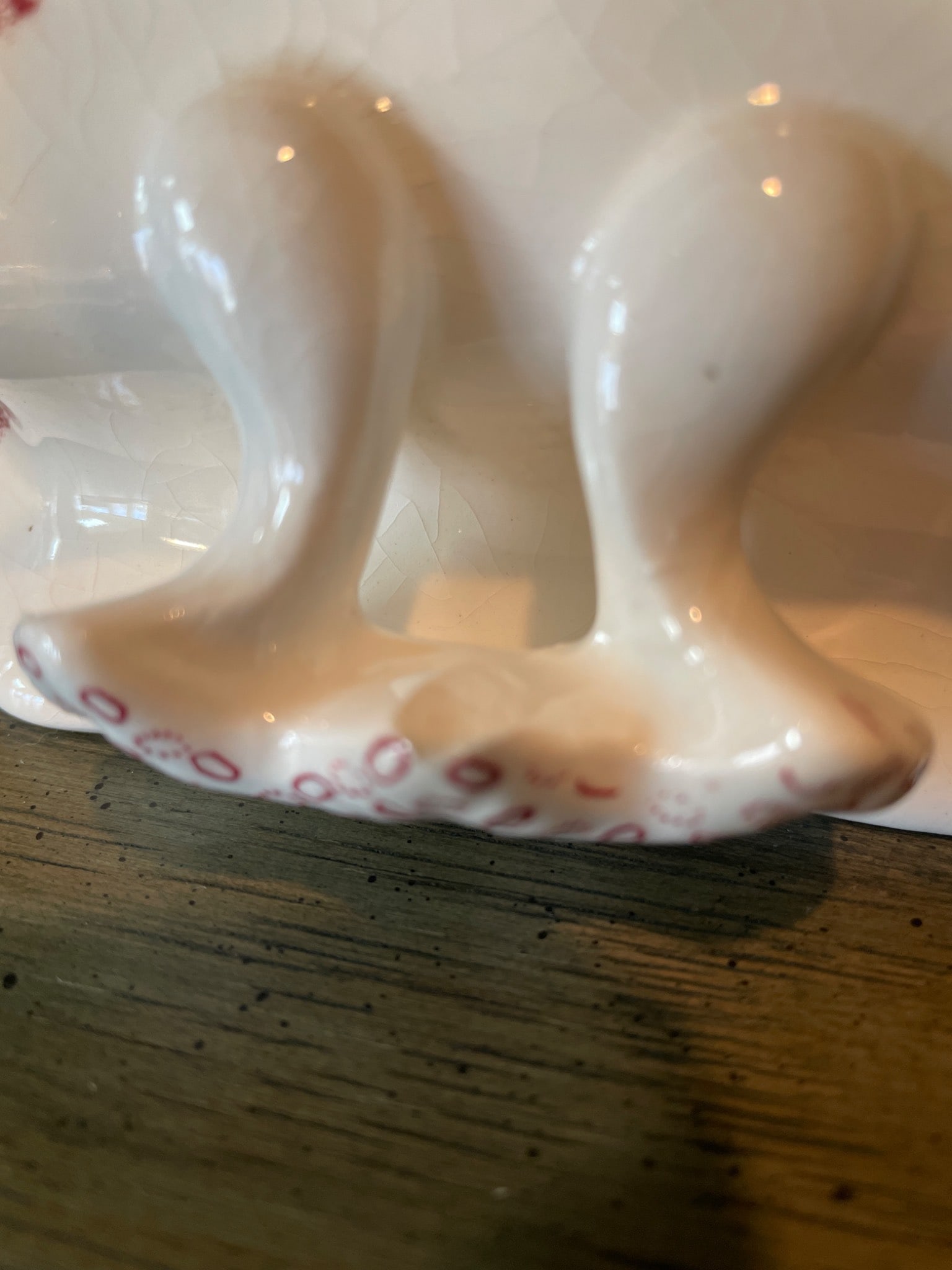 Red Transferware Tureen with Underplate and Lid, Partial Marks Visible - 4