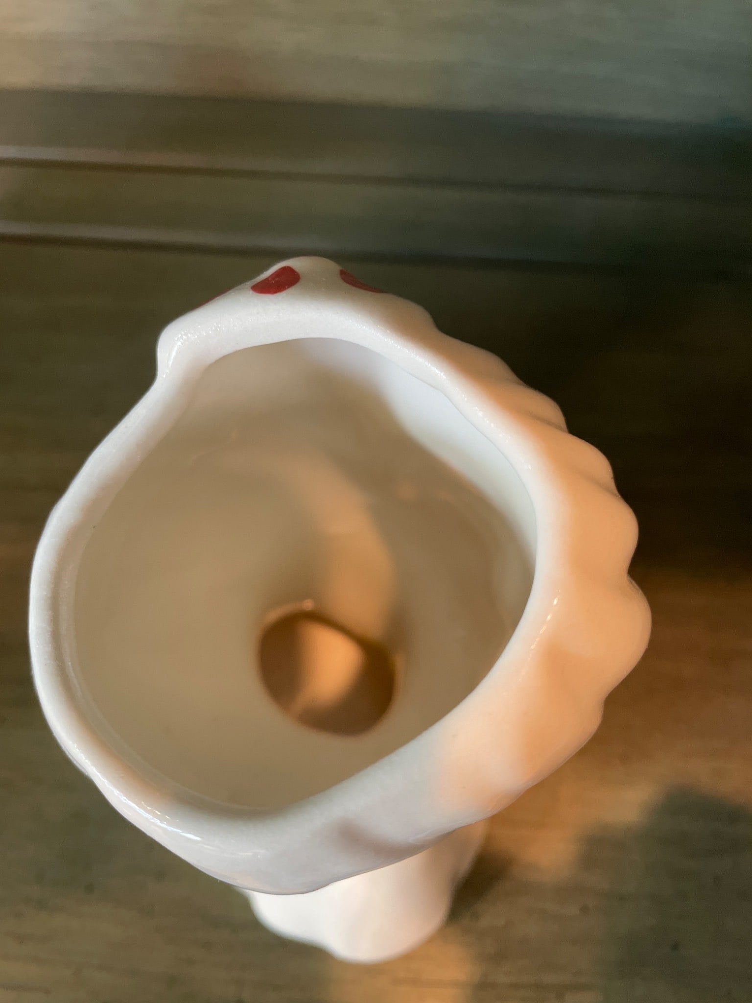 Ceramic Head Vase in Lady Design with Red Polka Dot Accents - 5