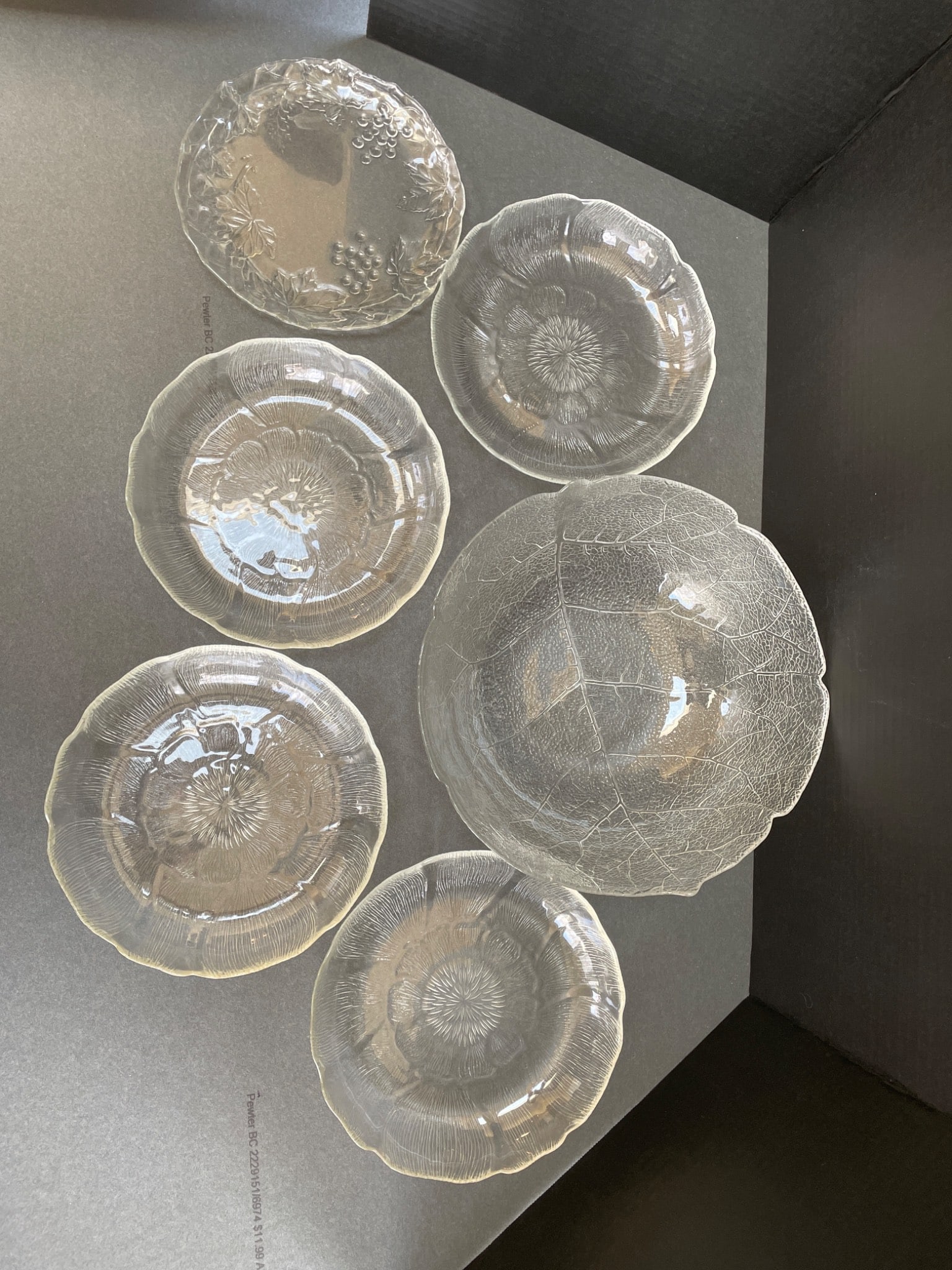 Clear Glass Serving and Salad Bowl Set with Floral Design - 2