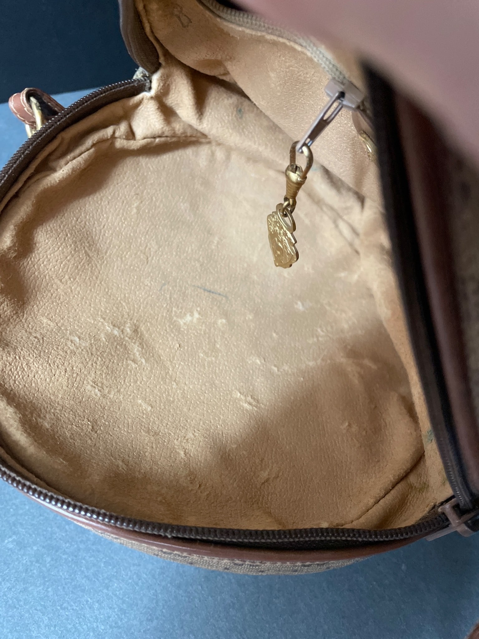 Round Crossbody Bag With Monogram Details and Leather Trim - 4