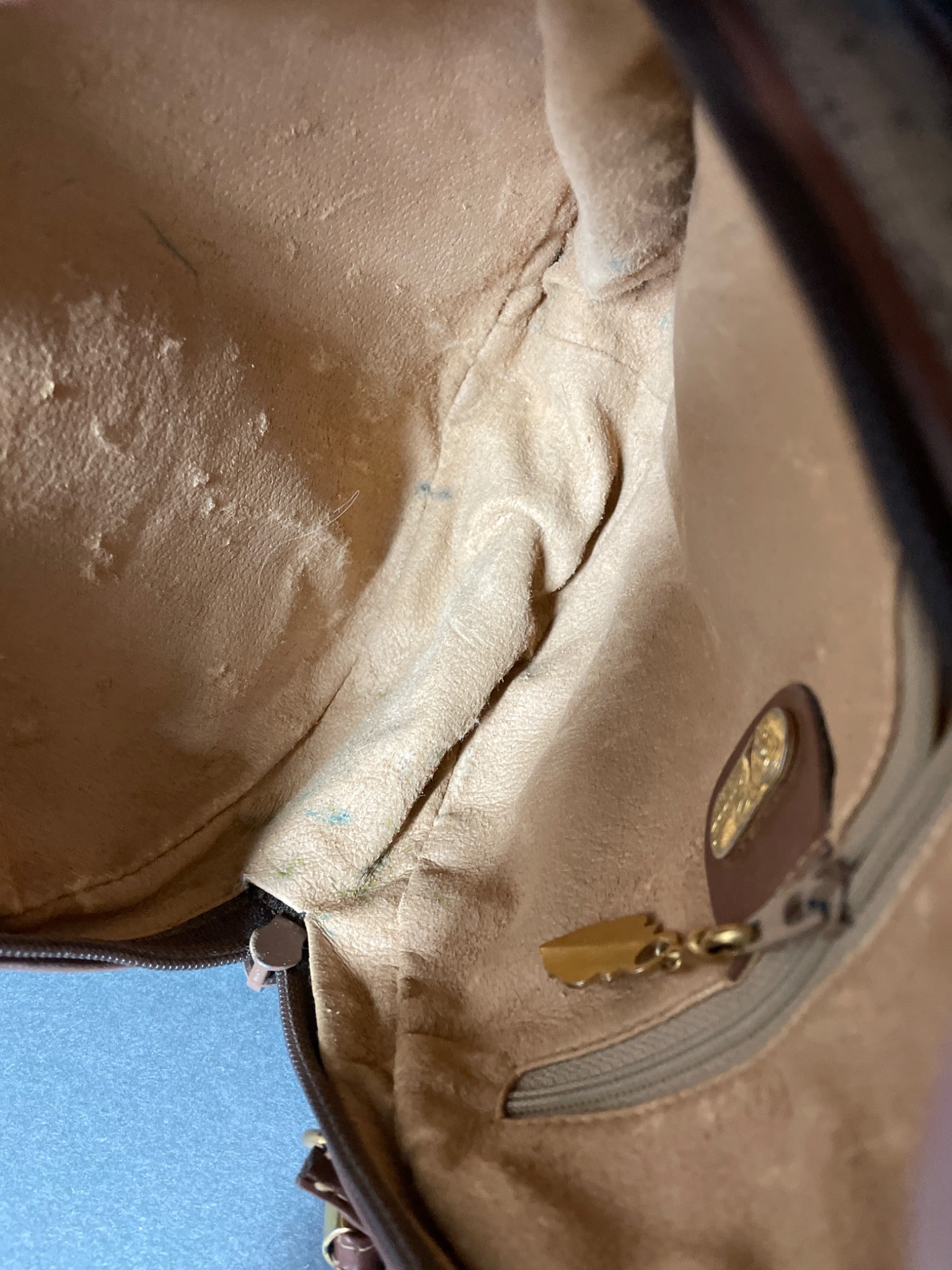 Round Crossbody Bag With Monogram Details and Leather Trim - 5