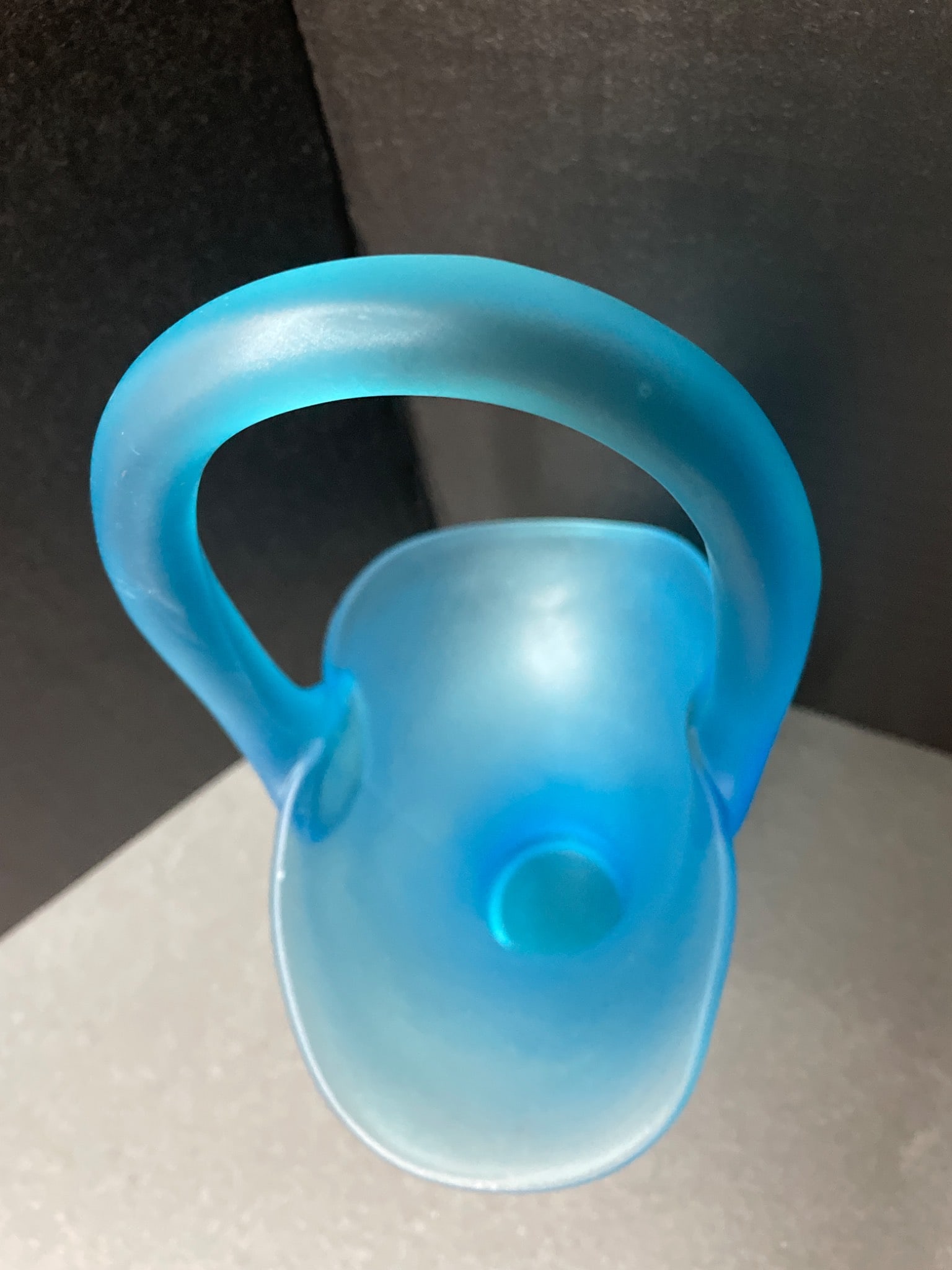 10 3/4-Inch Tall Frosted Blue Glass Basket With Handle - 3