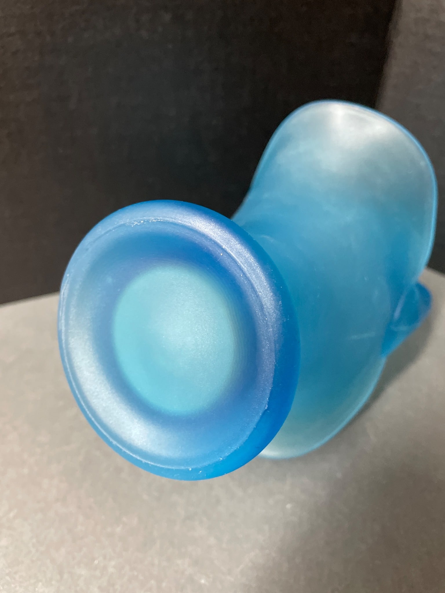 10 3/4-Inch Tall Frosted Blue Glass Basket With Handle - 4