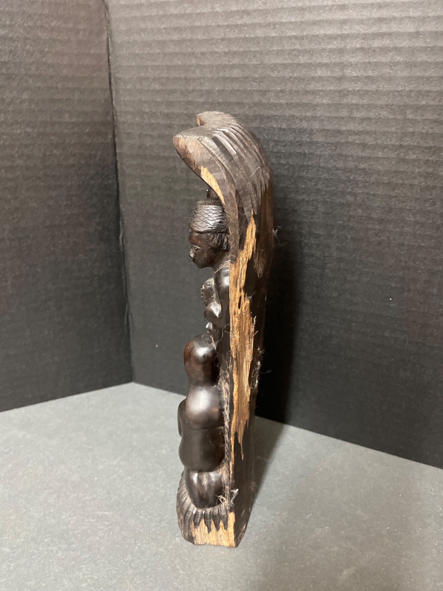 Hand-Carved Wooden Figurine Depicting Group Scene, 12 Inches Tall - 3