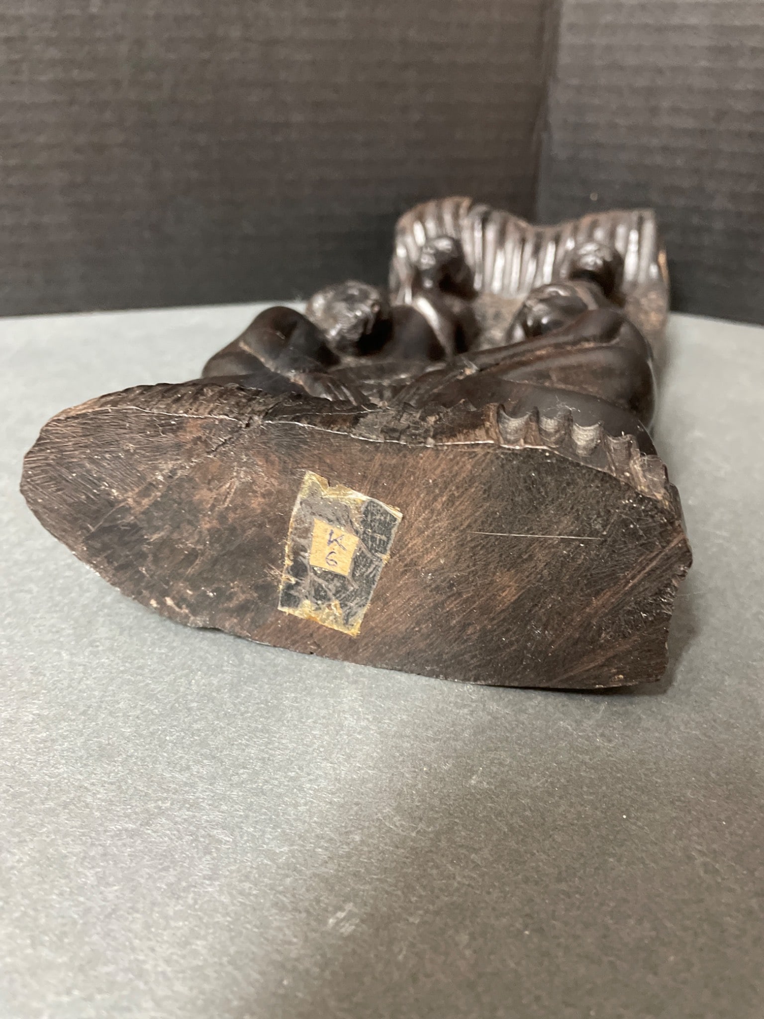 Hand-Carved Wooden Figurine Depicting Group Scene, 12 Inches Tall - 5