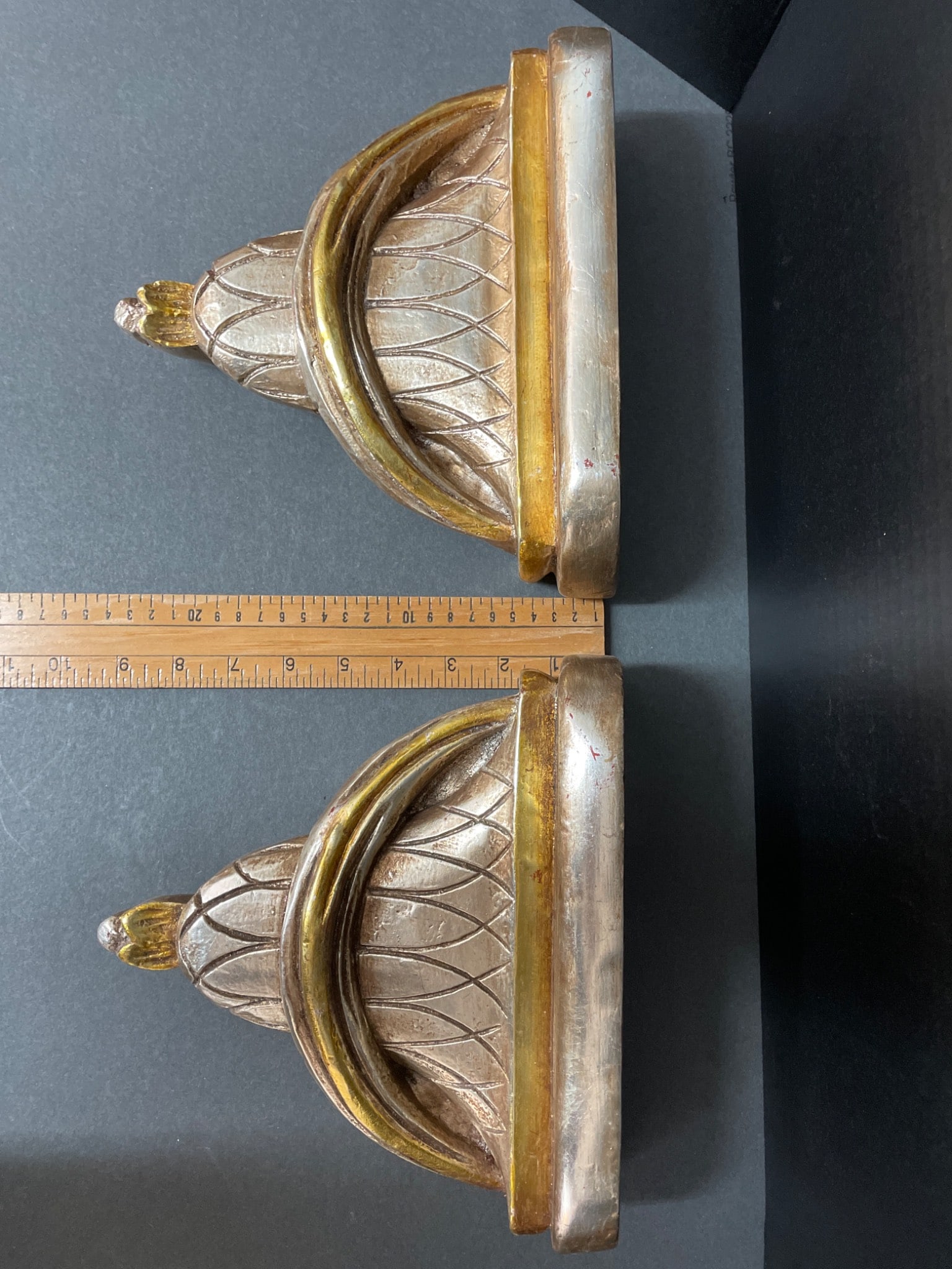 Wall-Mounted Wooden Sculptural Brackets with Gilded Finish - 3