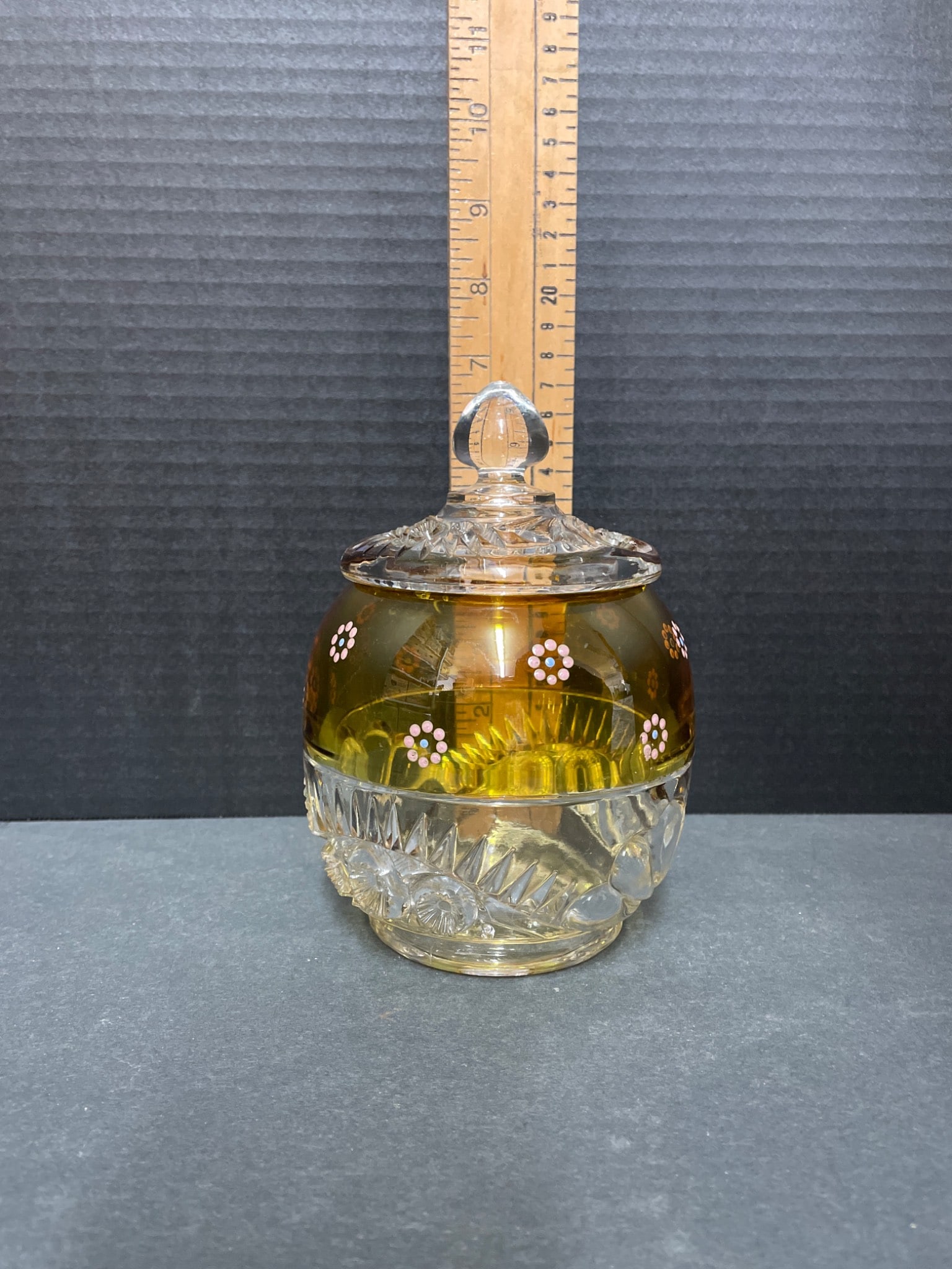 Glass Lidded Container With Etched Details and Floral Accents - 5