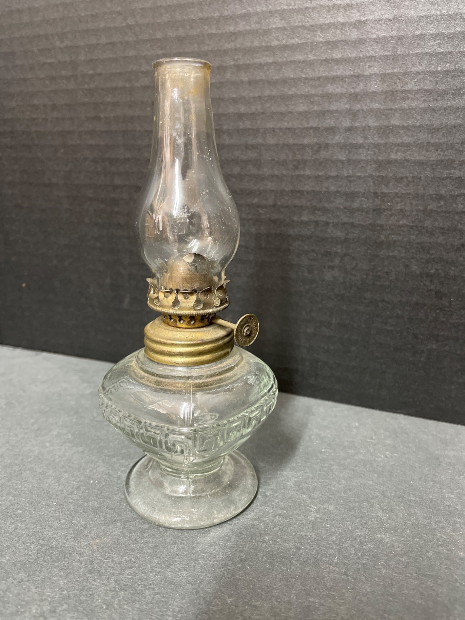 Glass Oil Lamp with Brass Burner and Glass Chimney - 2