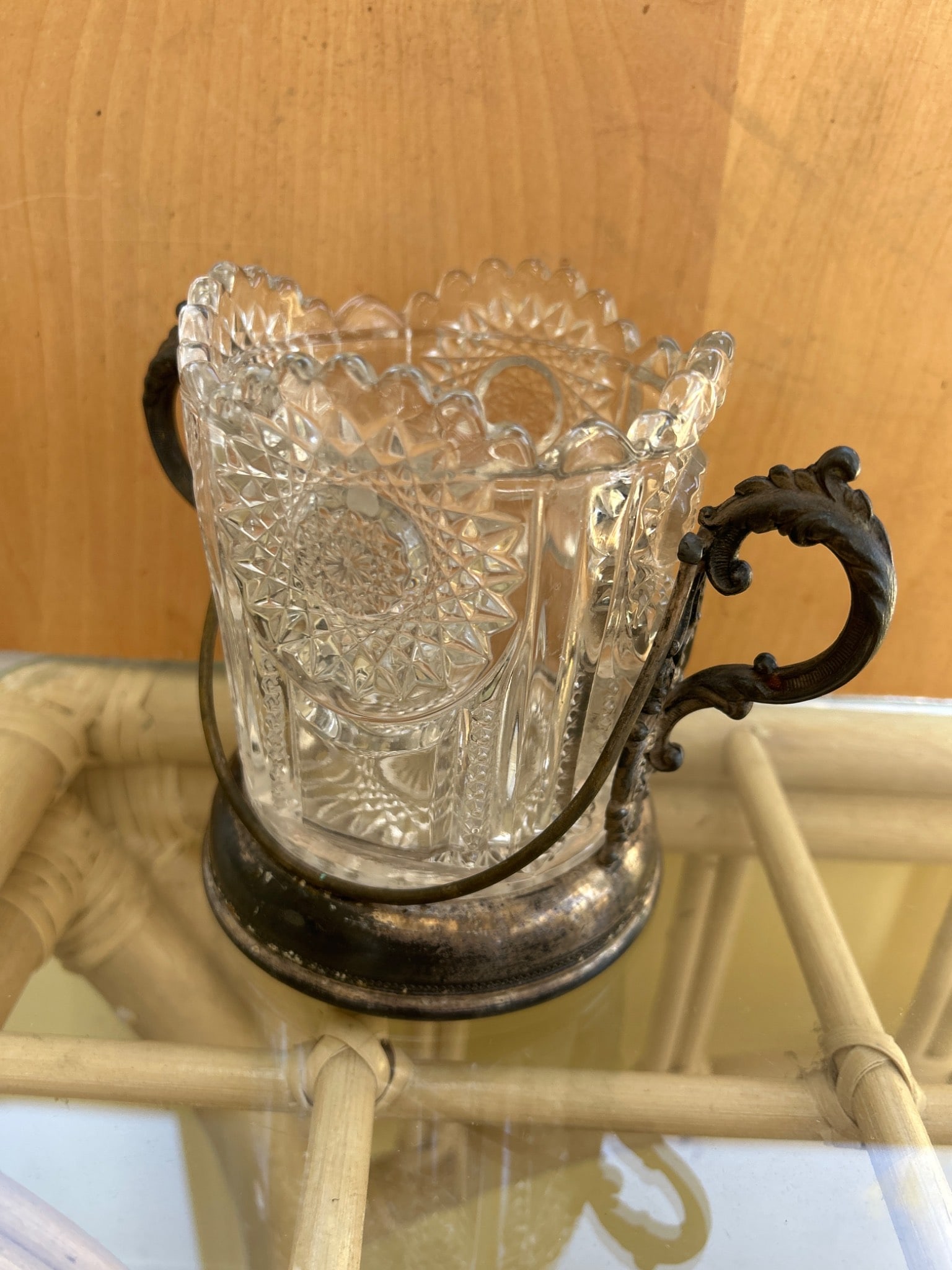 Glass And Silver-Plated Sugar Bowl With Lid, Marked 'LM Silver Co., Quadruple Plate, 33' - 4