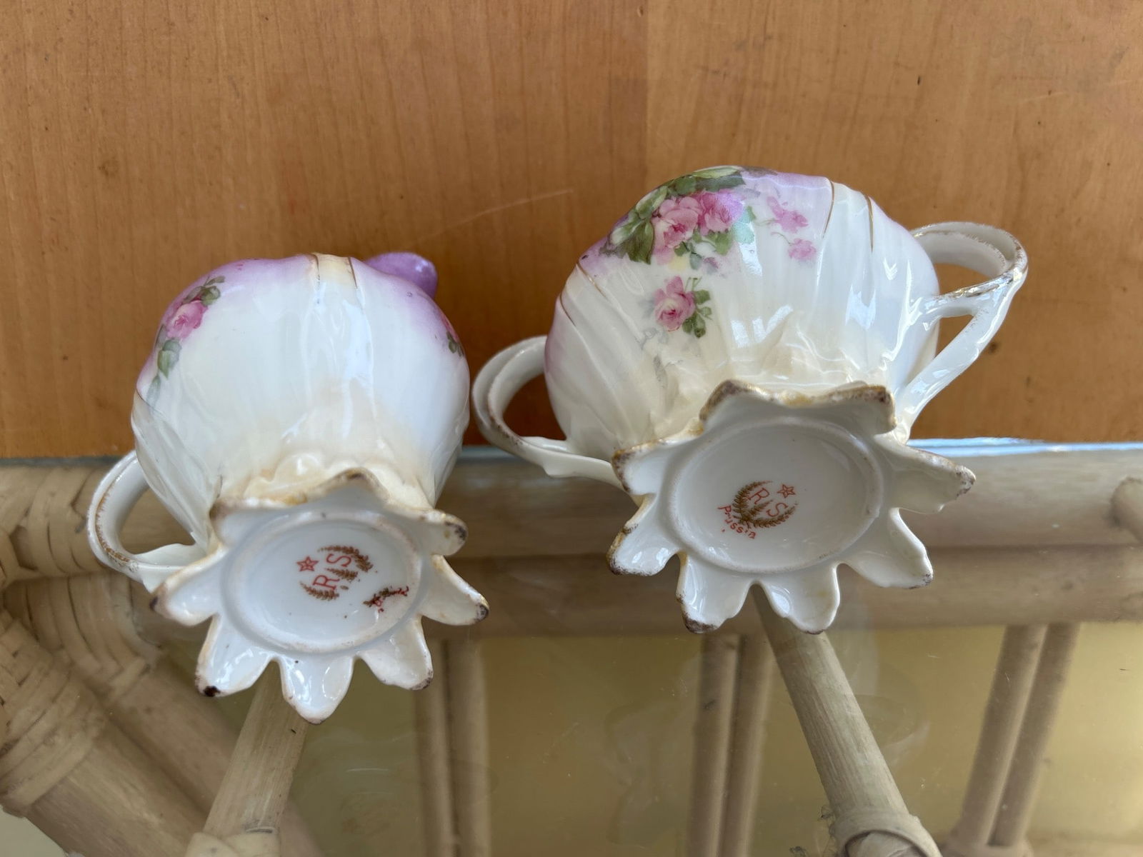 RS Prussia Porcelain Creamer and Sugar Bowl Set with Floral Decoration - 3