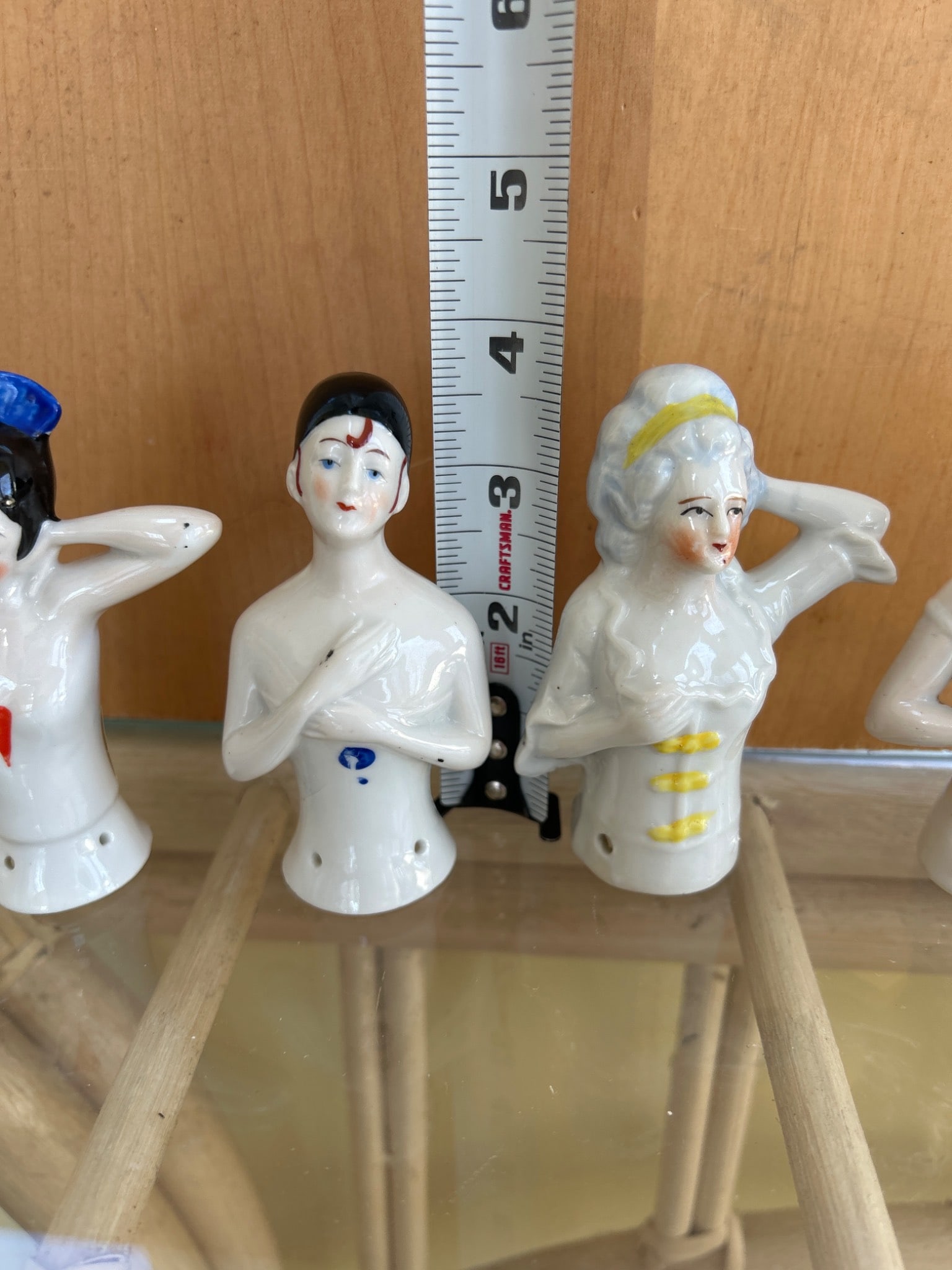 4 Porcelain Half-Doll Figures Marked Made in Japan - 2