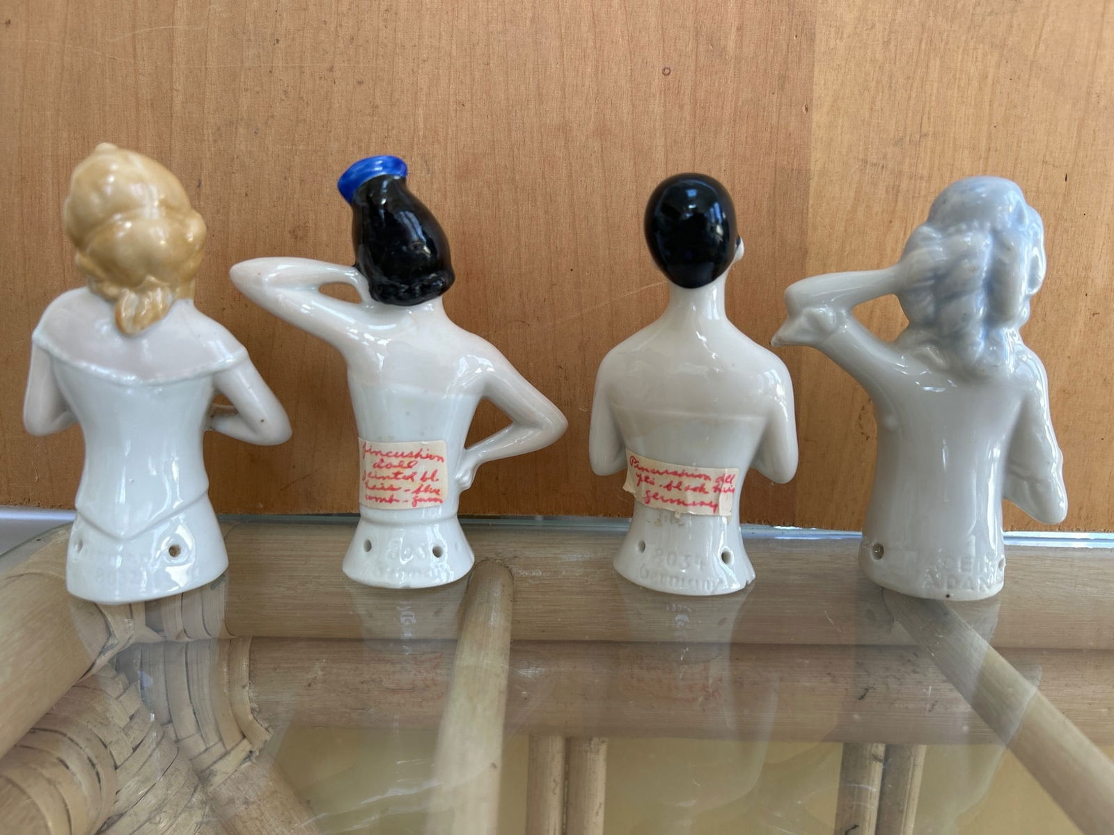 4 Porcelain Half-Doll Figures Marked Made in Japan - 4