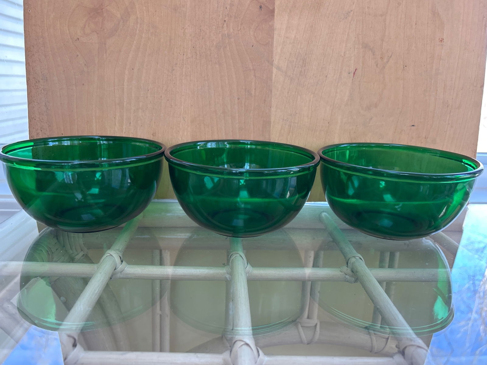 Three Green Glass Bowls With 6-Inch Diameter - 2