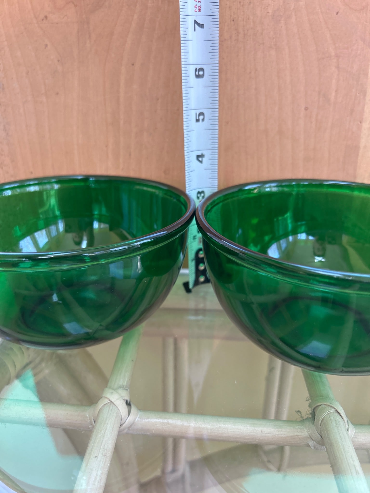 Three Green Glass Bowls With 6-Inch Diameter - 3