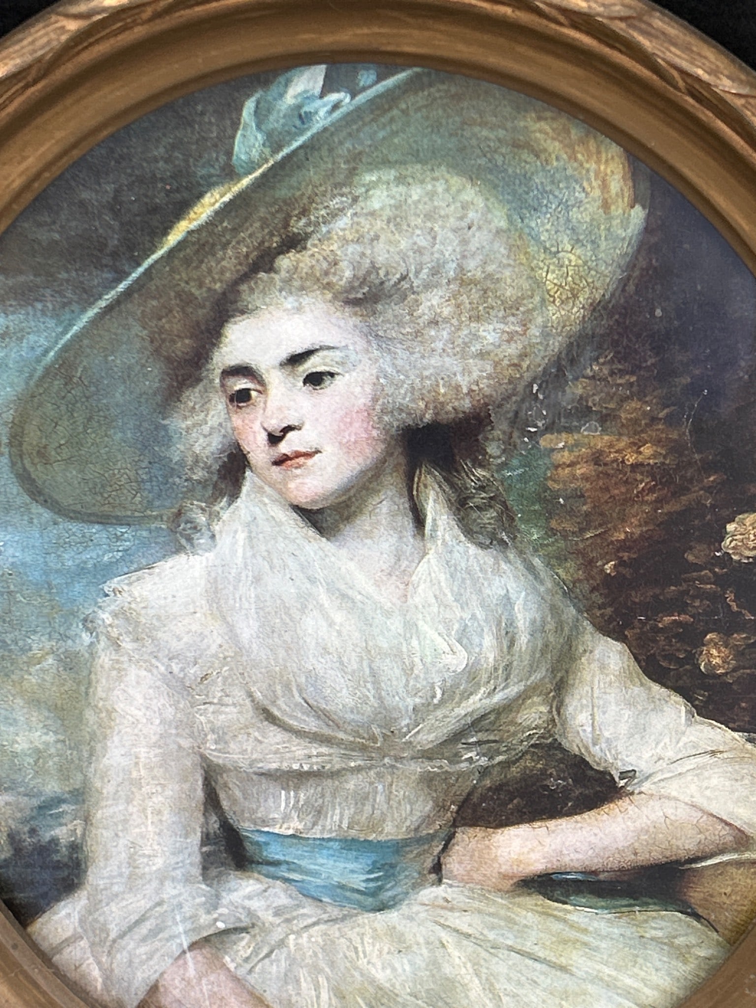 Oval Portrait of Woman in Hat with Gold Frame - 3