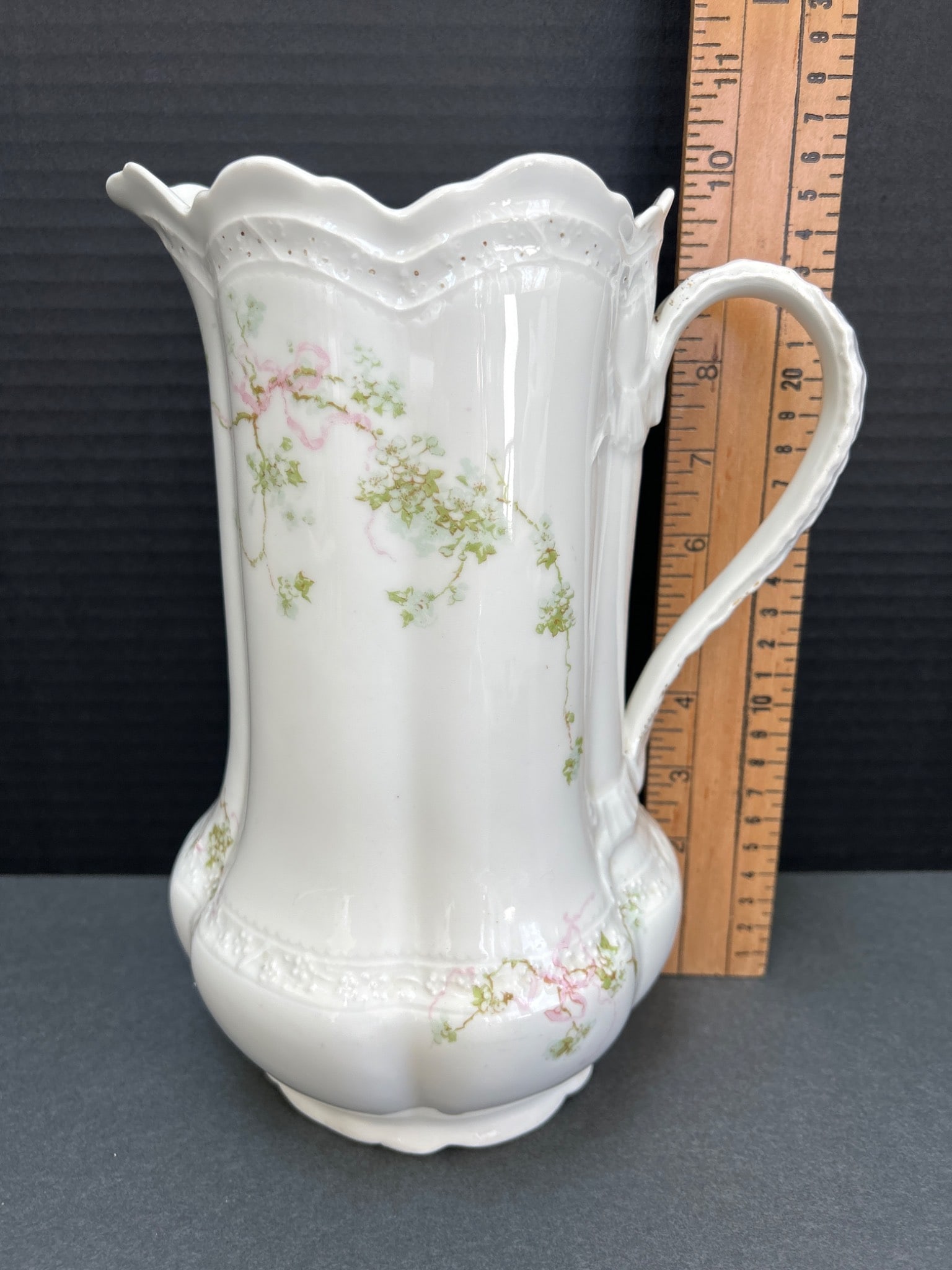 Porcelain Pitcher by Limoges, France with Floral Design - 2