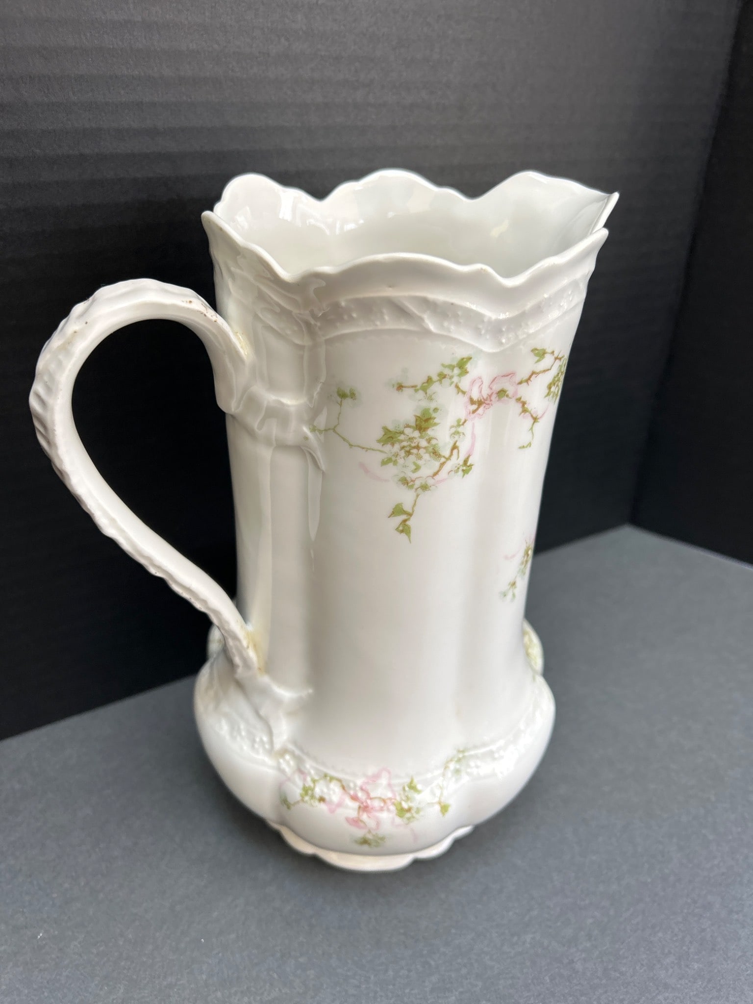 Porcelain Pitcher by Limoges, France with Floral Design - 5