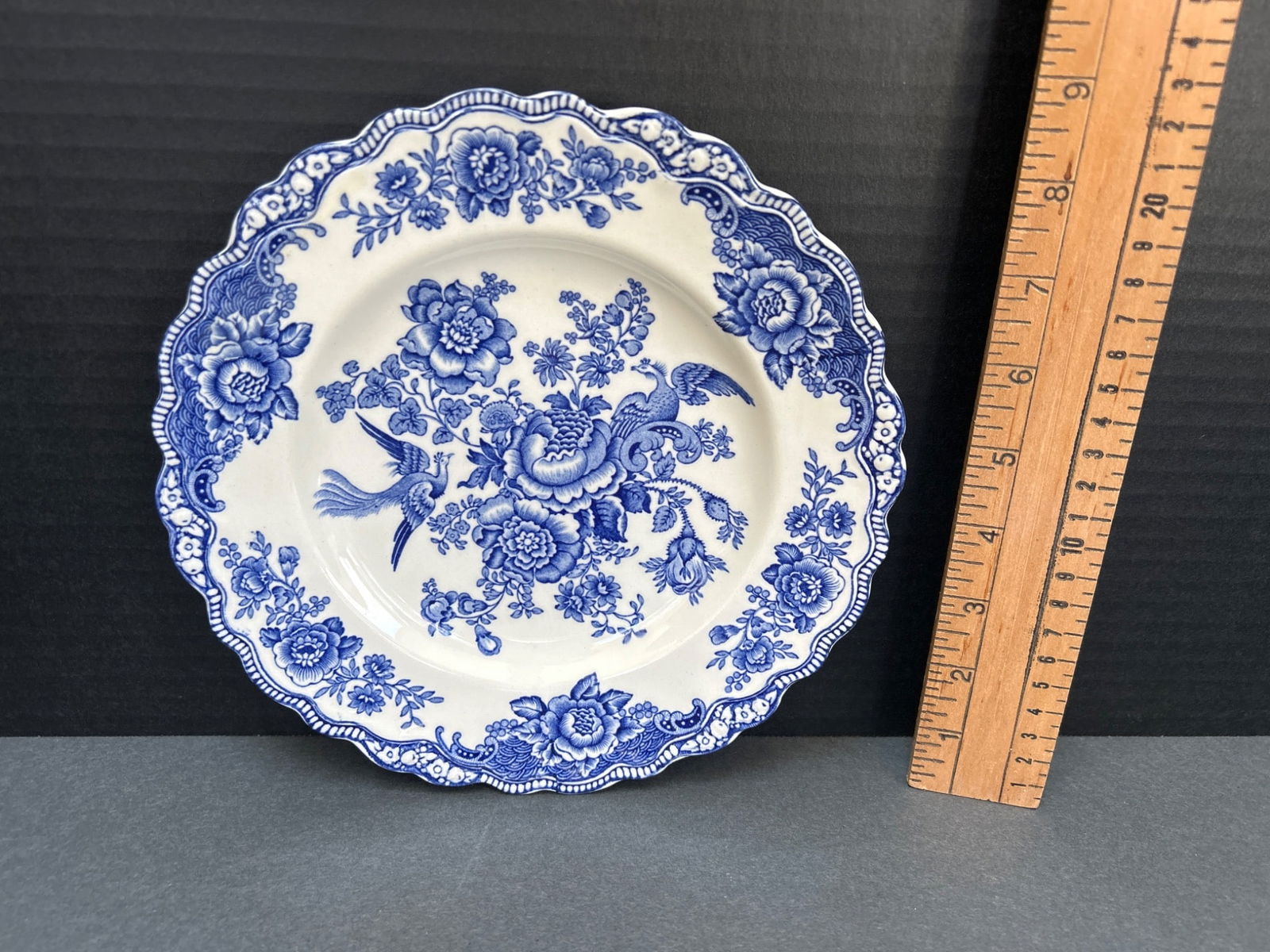 Crown Ducal Bristol Blue Transferware Plate with Registration Number 762055 - 2