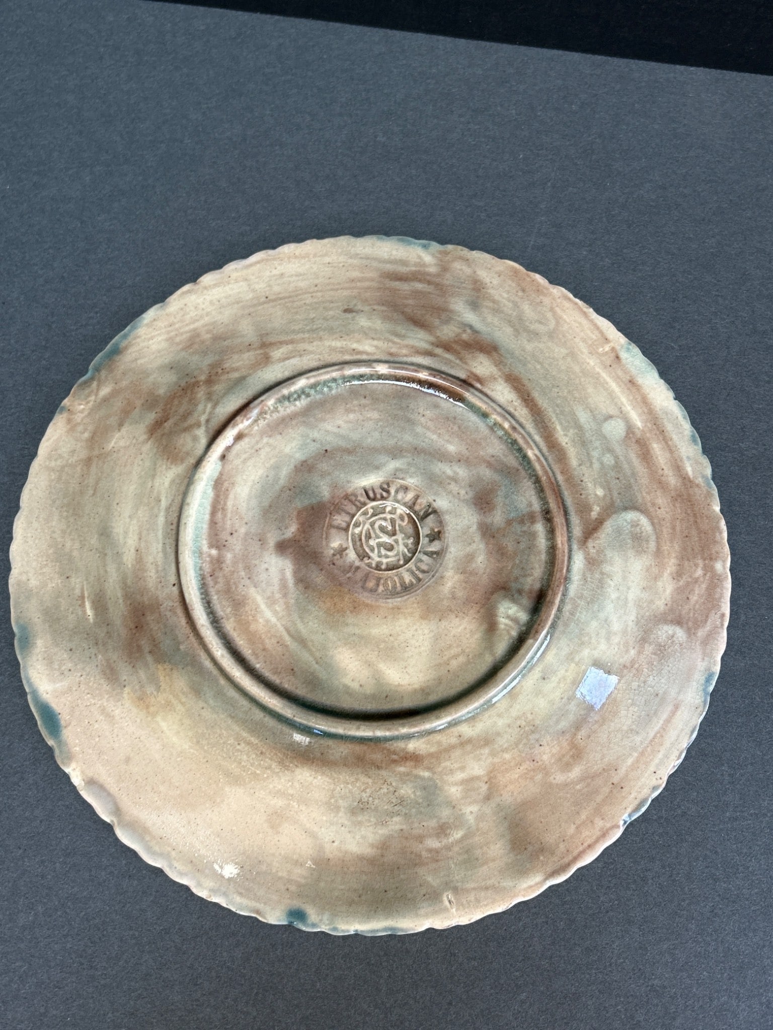 Etruscan Majolica Plate With Floral Relief Motif - 3