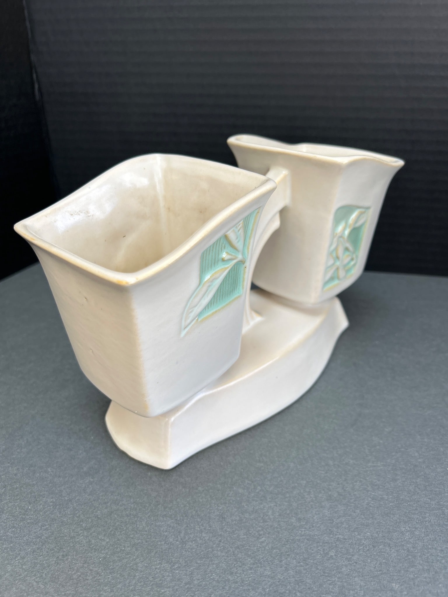 Roseville Pottery Model 757-9 Double Vase with Floral Motif - 3