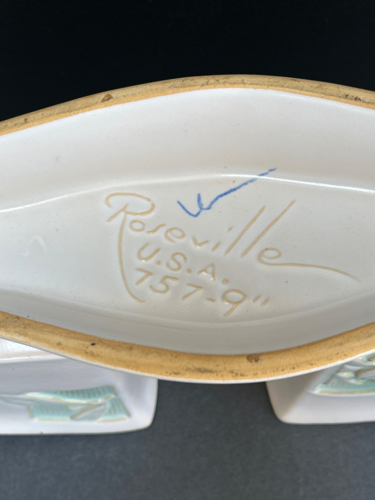 Roseville Pottery Model 757-9 Double Vase with Floral Motif - 8