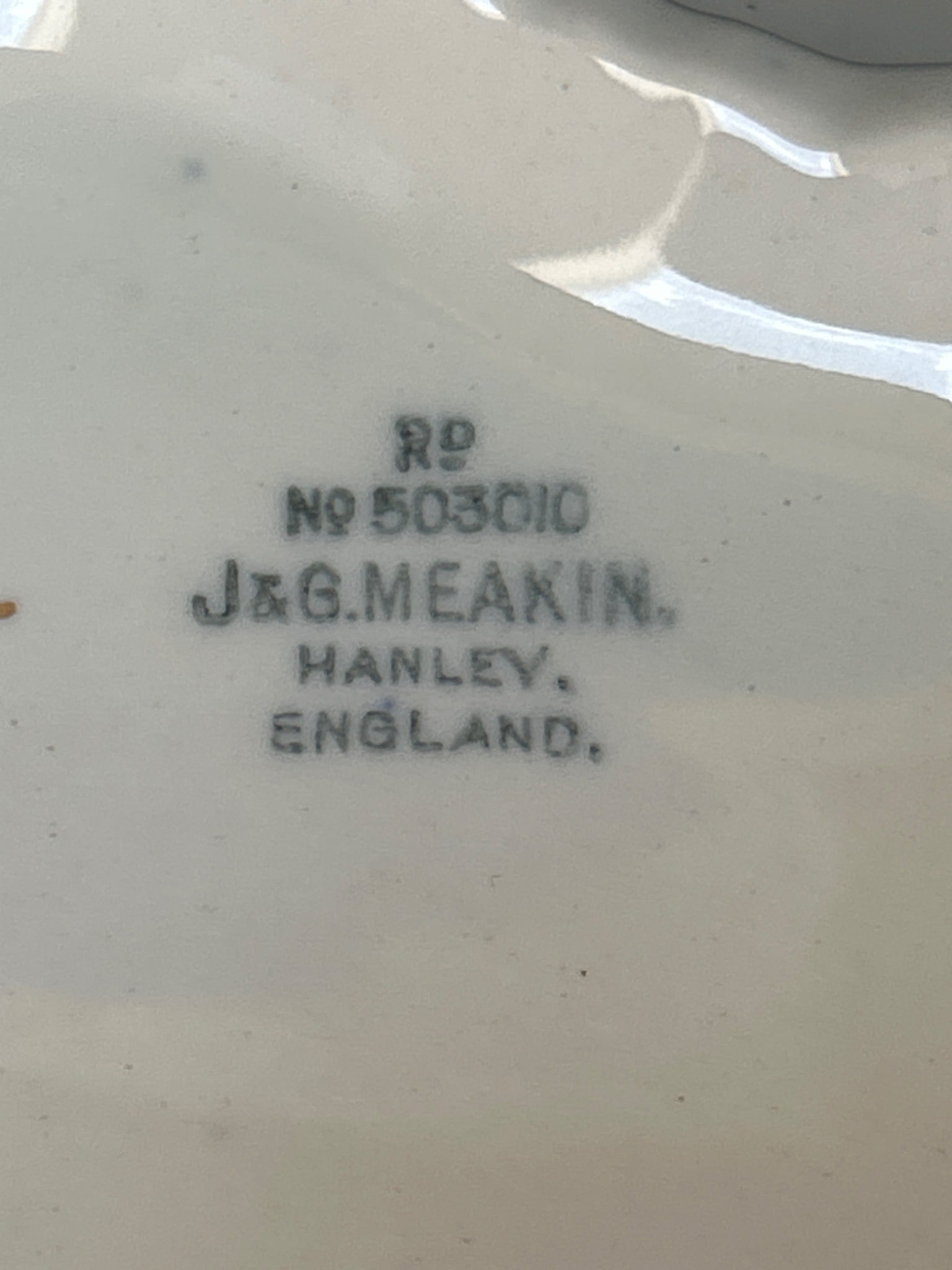 J&G Meakin Hanley England Covered Serving Dish with Blue and Gold Design - 5