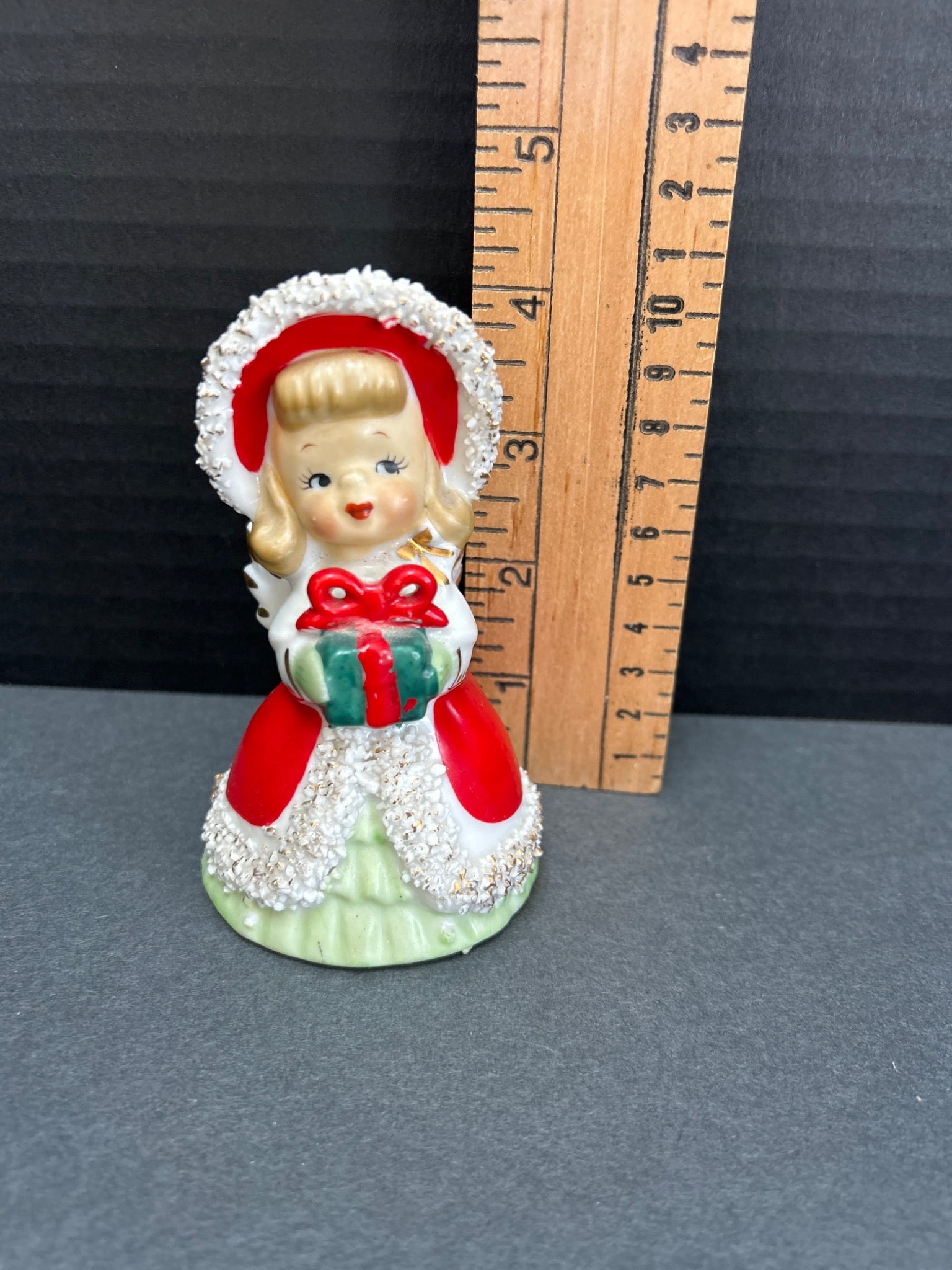 Geo. Z. Lefton Porcelain Angel Figurine with Christmas Bell - 2