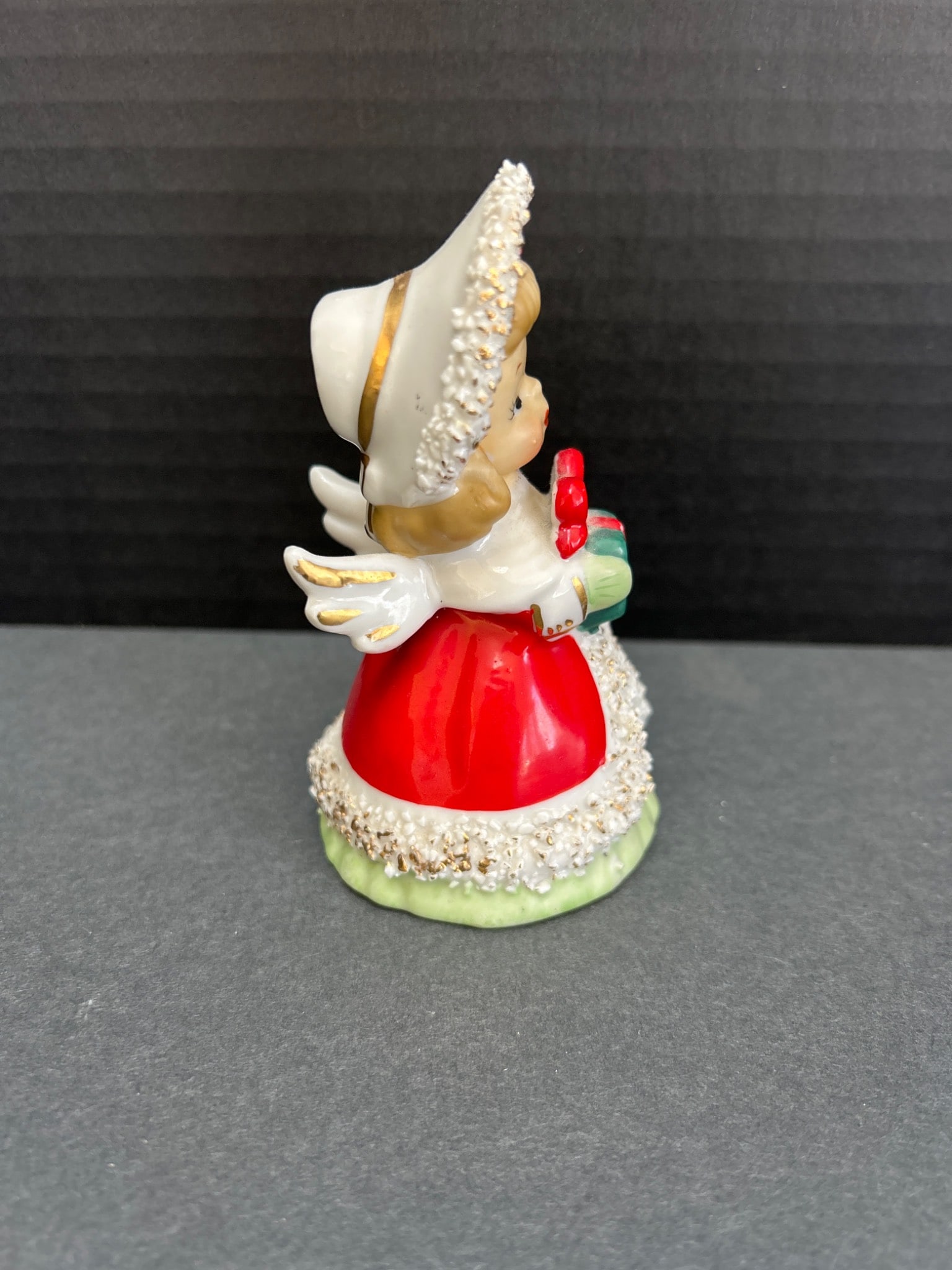 Geo. Z. Lefton Porcelain Angel Figurine with Christmas Bell - 3