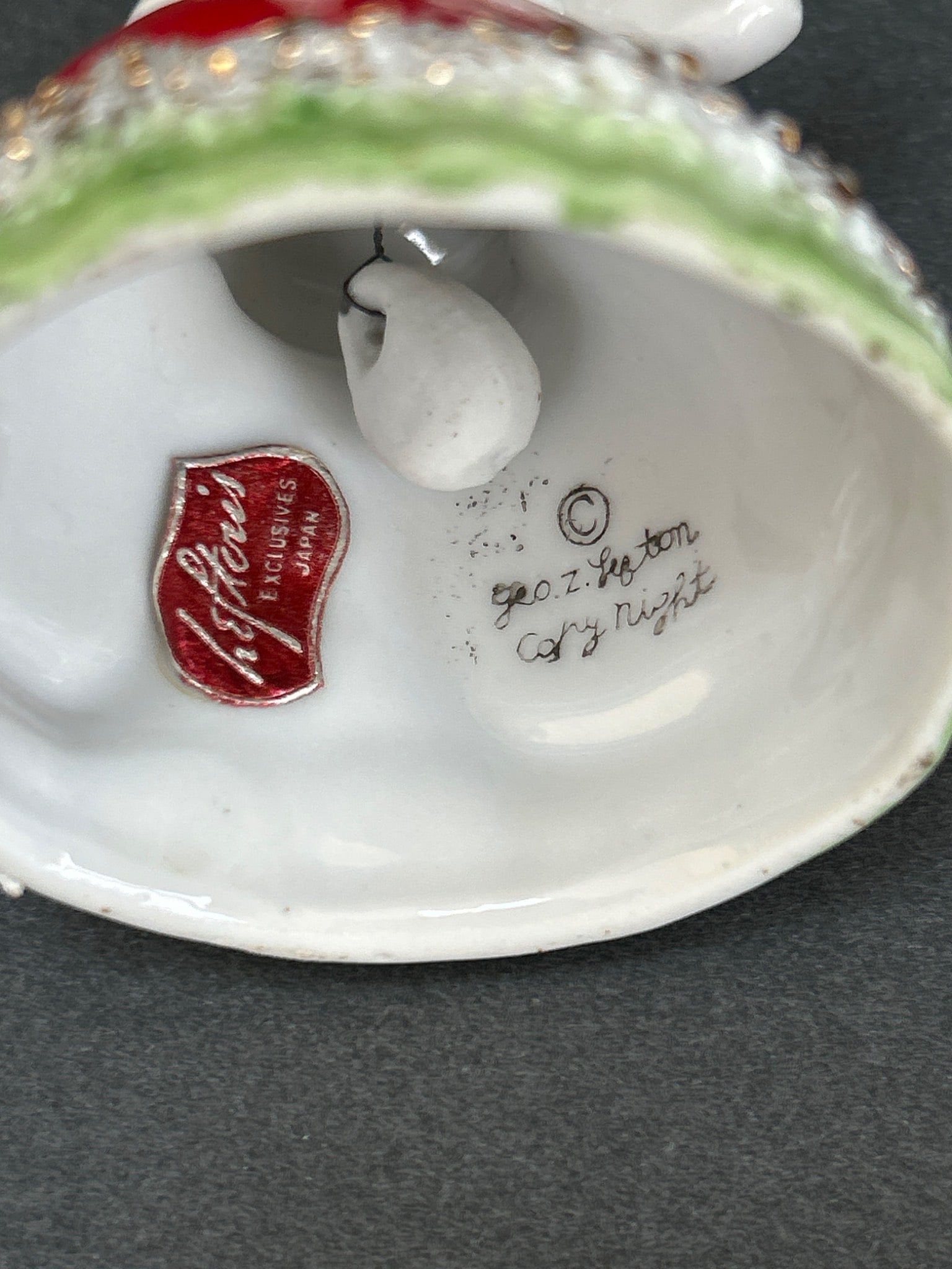 Geo. Z. Lefton Porcelain Angel Figurine with Christmas Bell - 7