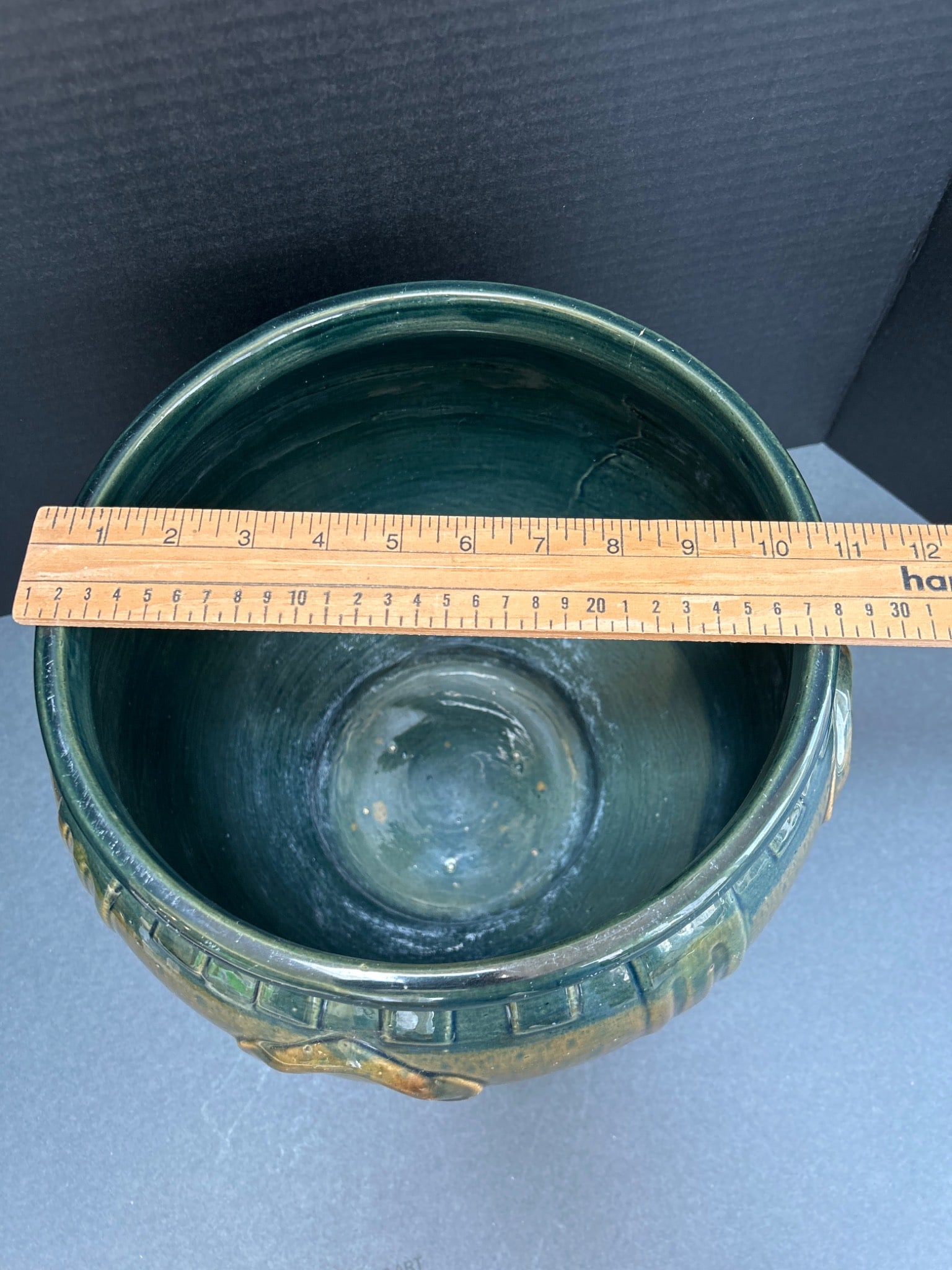 Two-Toned Ceramic Jardiniere with Relief Design, 6.5 in Tall - 6