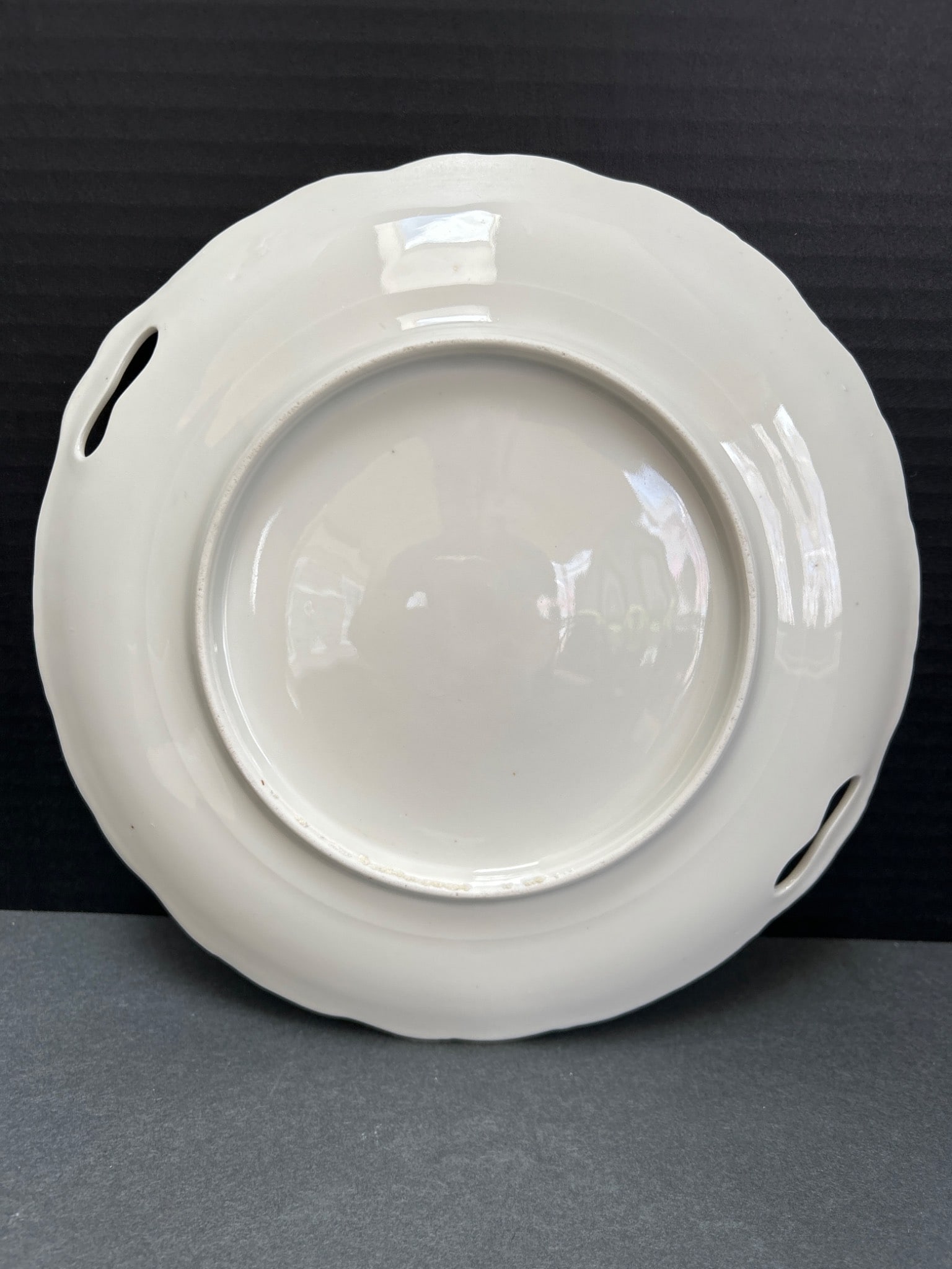 Decorative Porcelain Plate with Floral Design and Handled Edges - 3