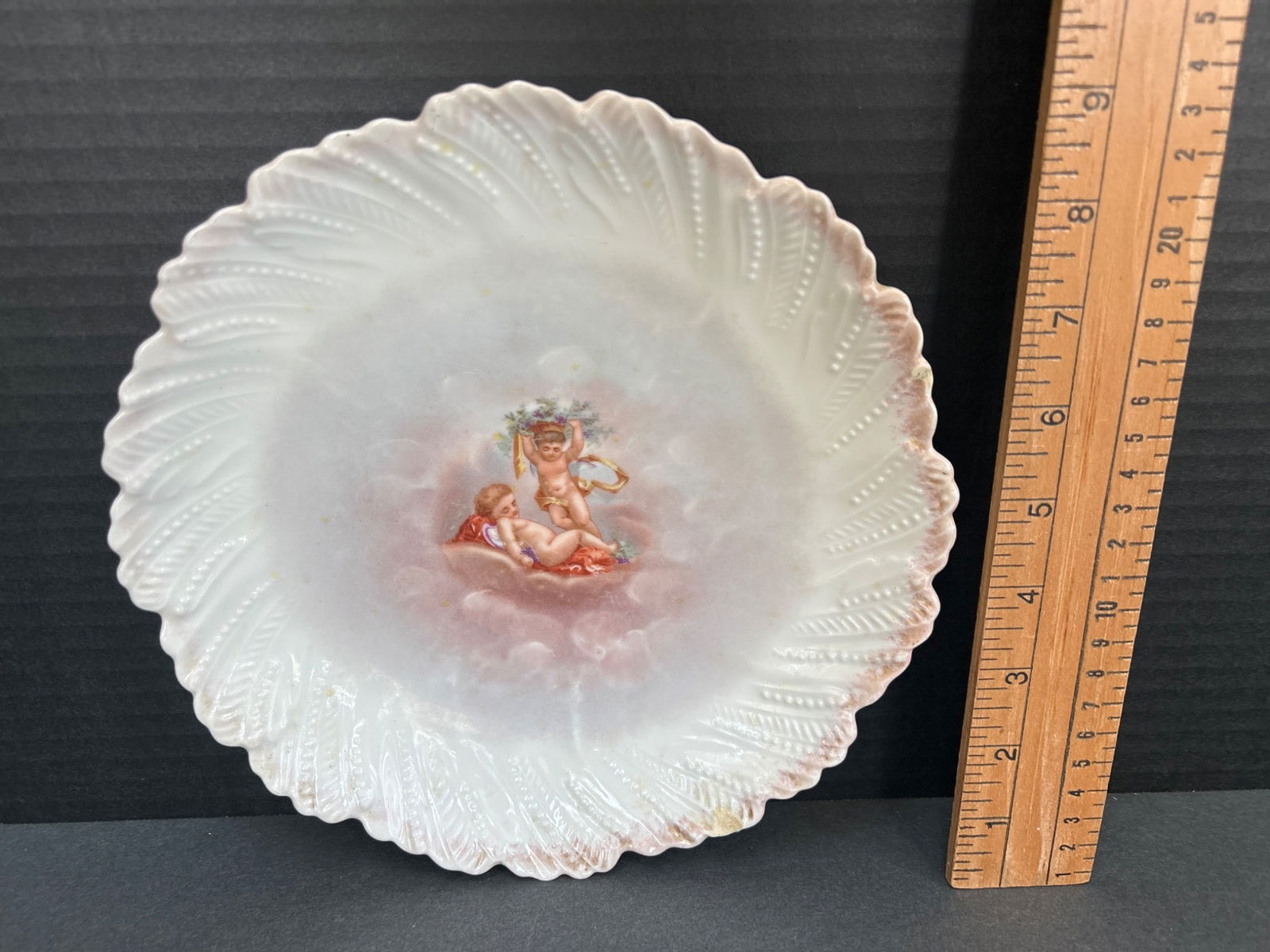 Limoges France Decorative Porcelain Plate With Cherub Design - 2