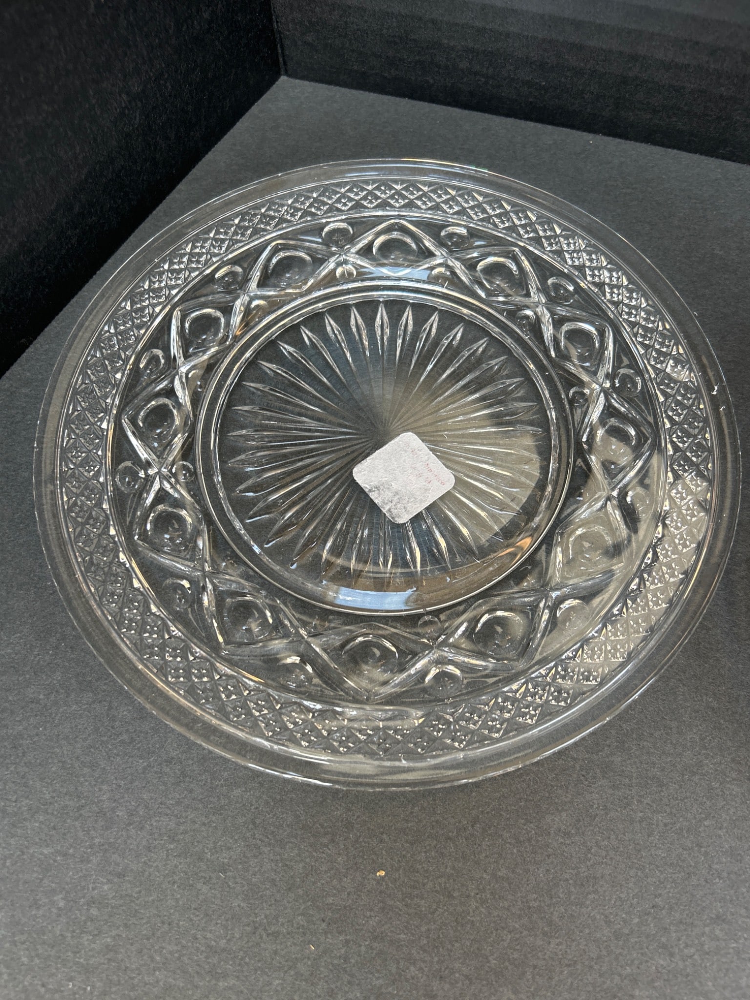 3 Clear Pressed Glass Plates with Decorative Pattern - 4