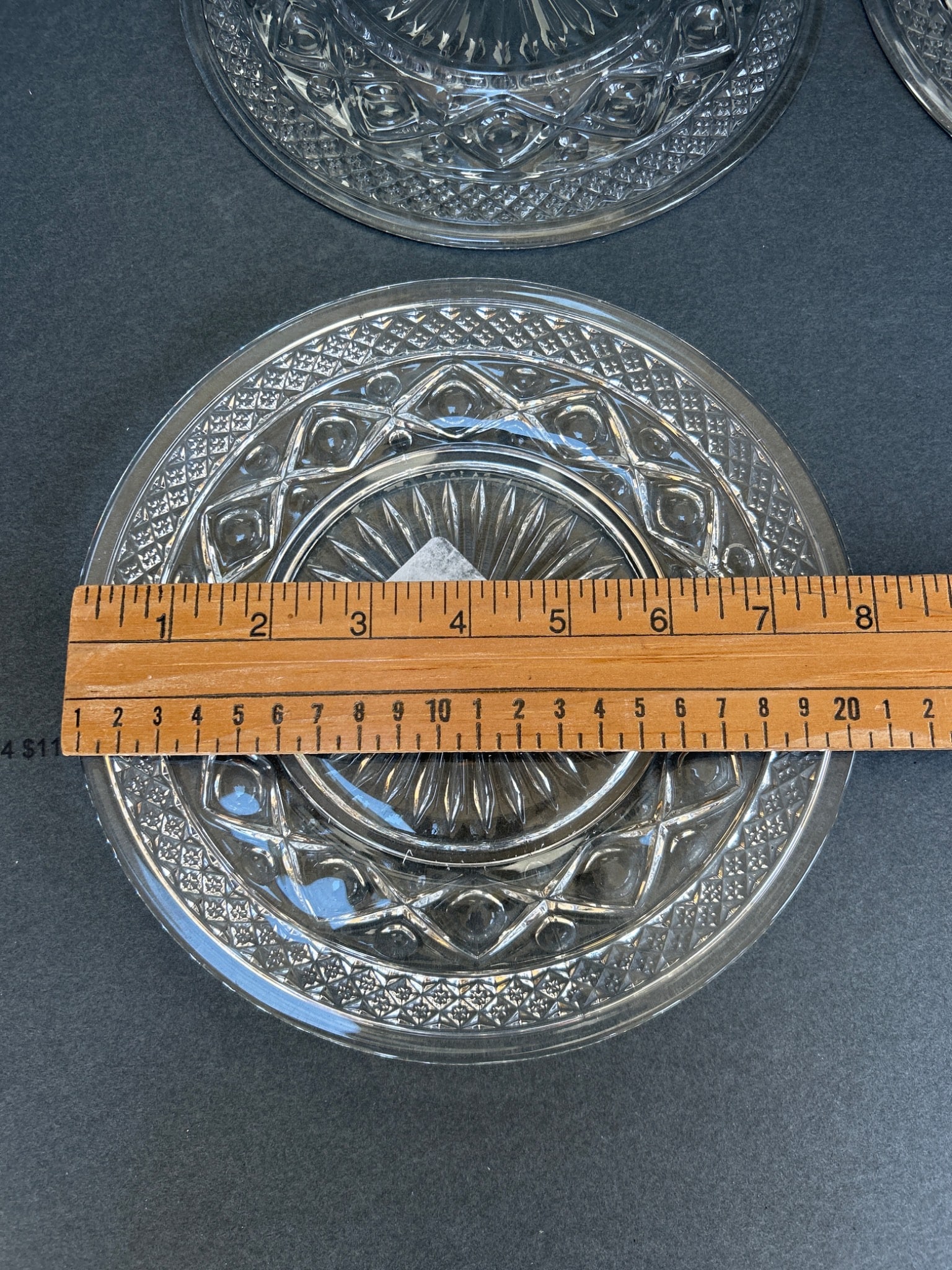 3 Clear Pressed Glass Plates with Decorative Pattern - 6
