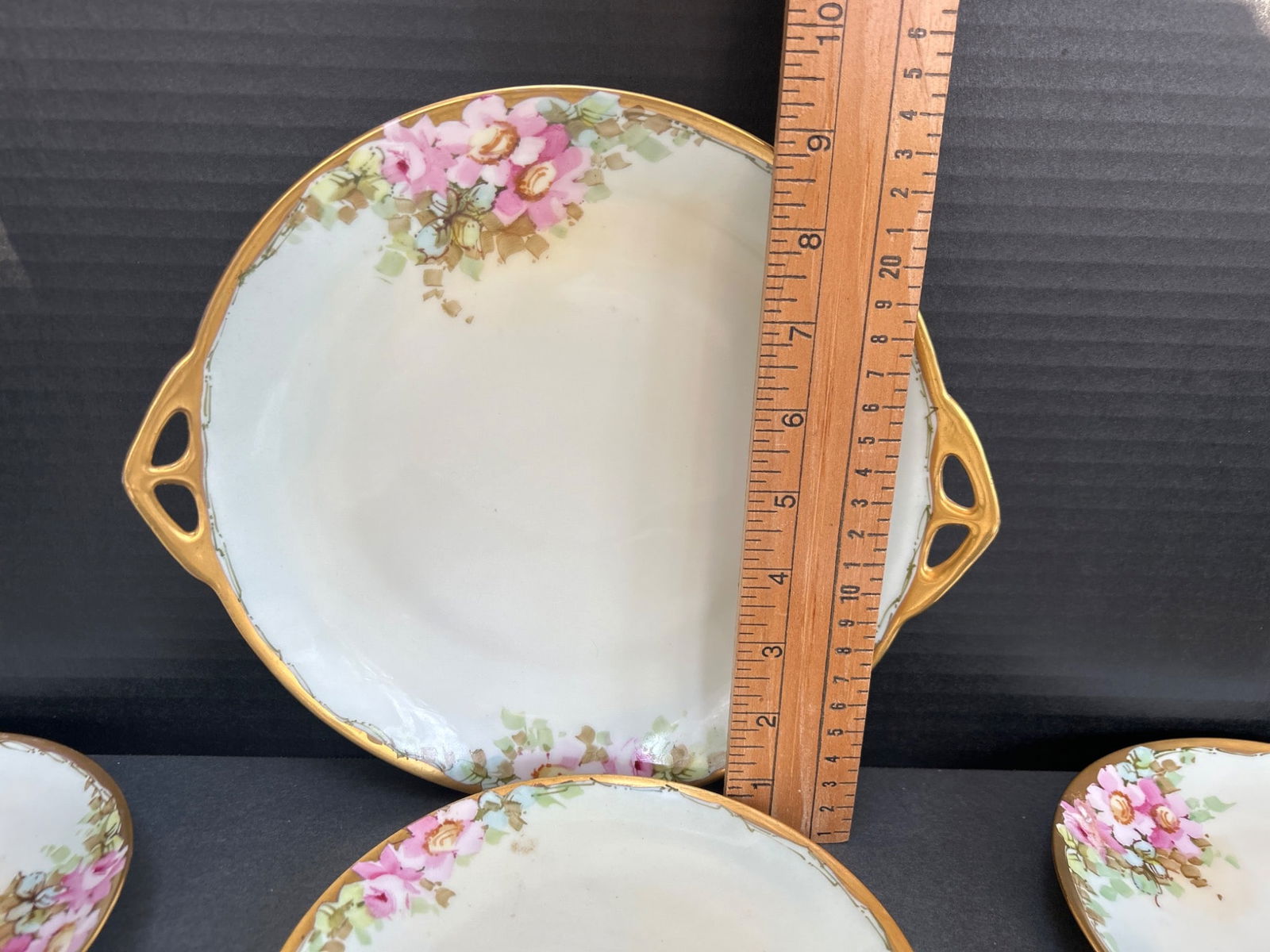 J&C Bavaria Porcelain Dessert Plates with Matching Serving Dish, 7-Piece Set - 3