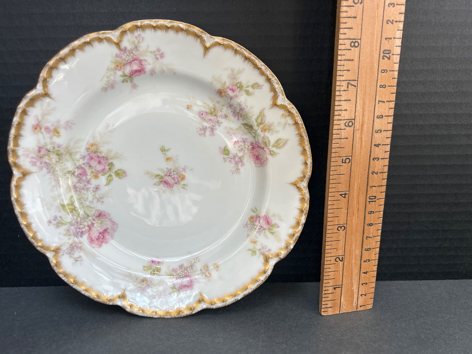 Haviland France Plate with Pink Floral Design and Gold Trim - 2