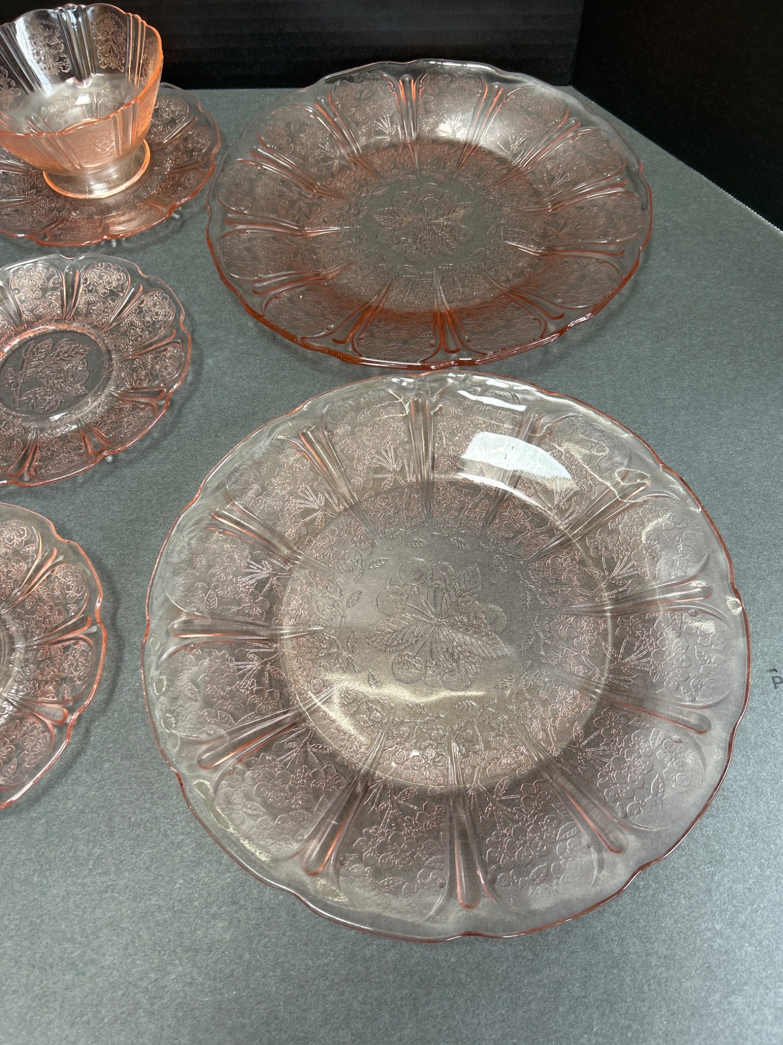 Depression Glass Pink Plates and Bowl - 2