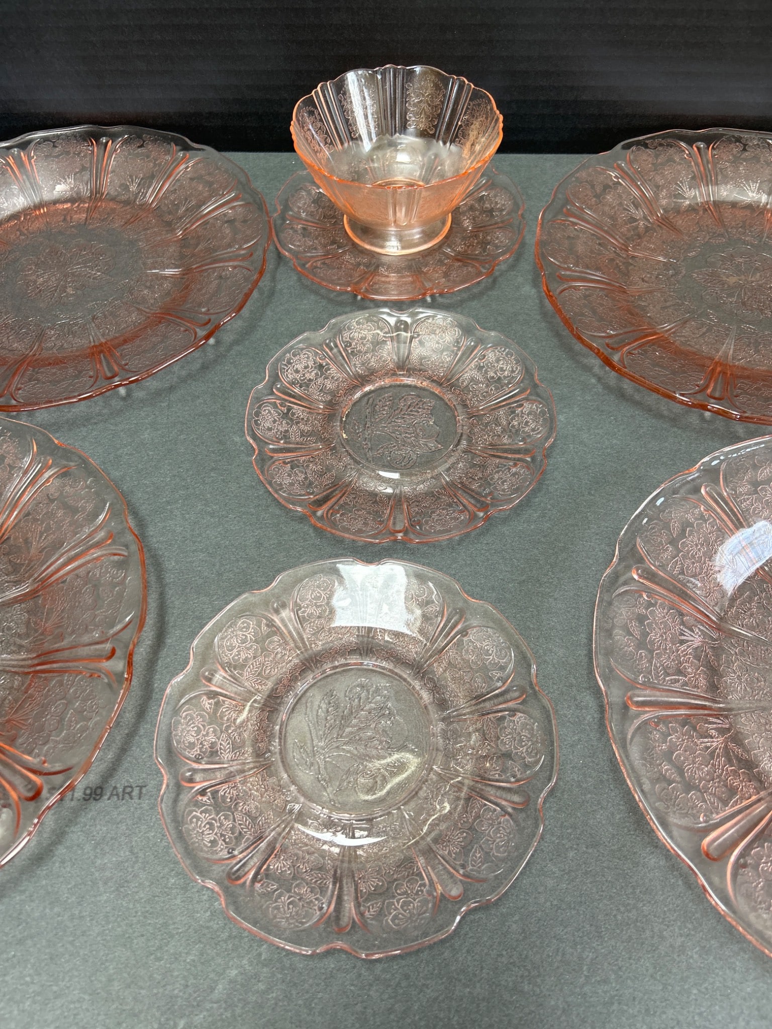Depression Glass Pink Plates and Bowl - 3