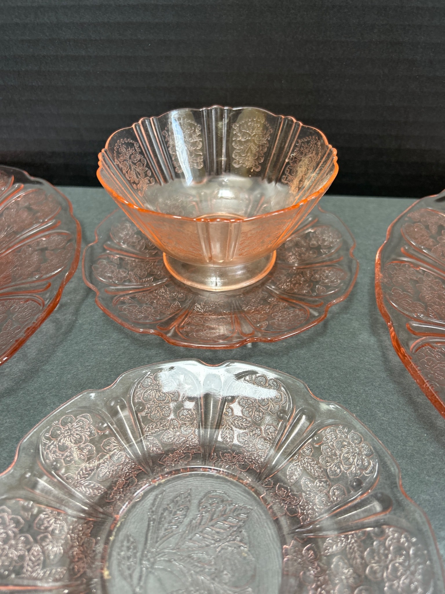 Depression Glass Pink Plates and Bowl - 5