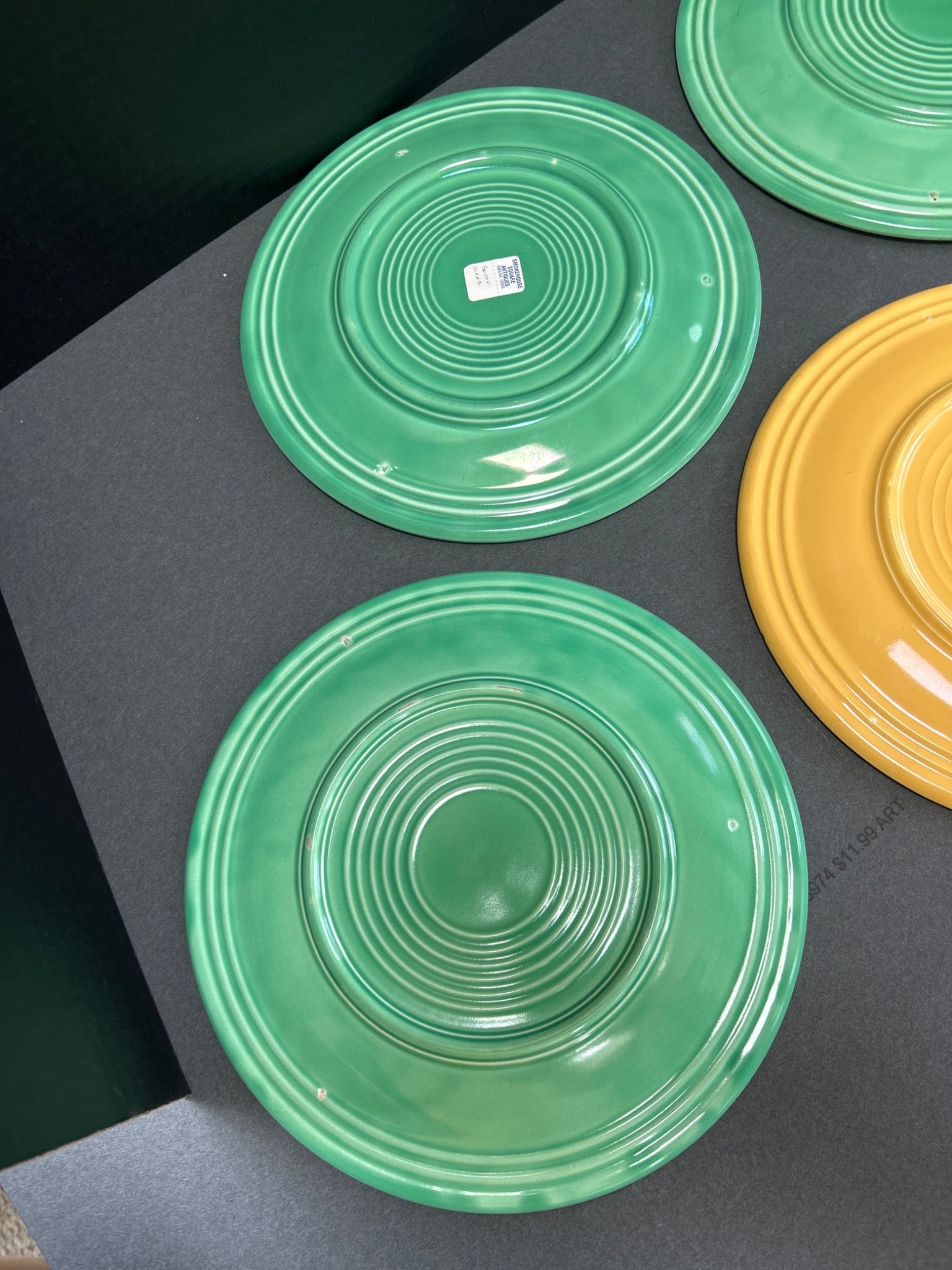 Four Solid Color Ceramic Plates with Ribbed Rim Design - 6
