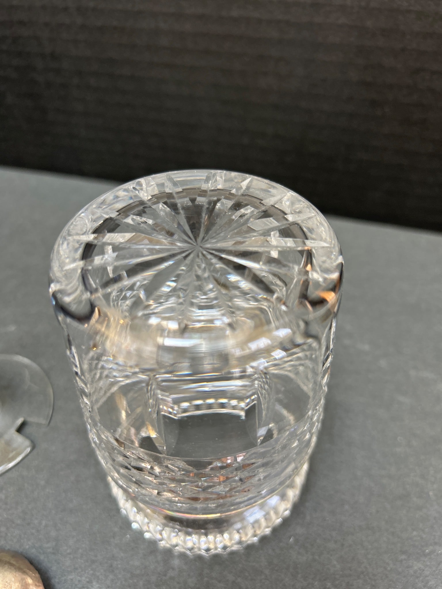 Cut Glass Condiment Jar With Sterling Silver Spoon - 5
