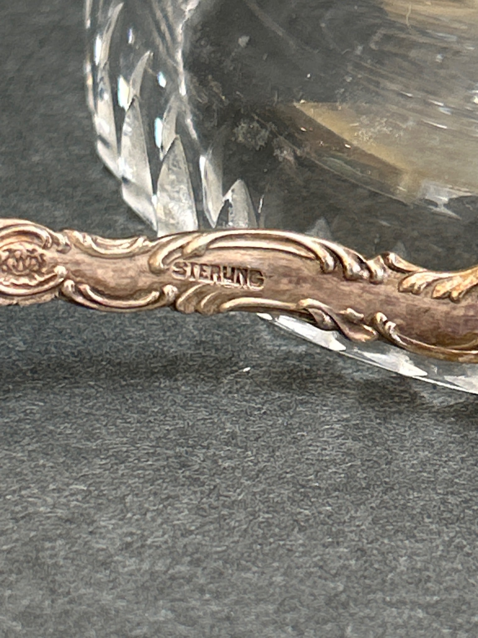 Cut Glass Condiment Jar With Sterling Silver Spoon - 7