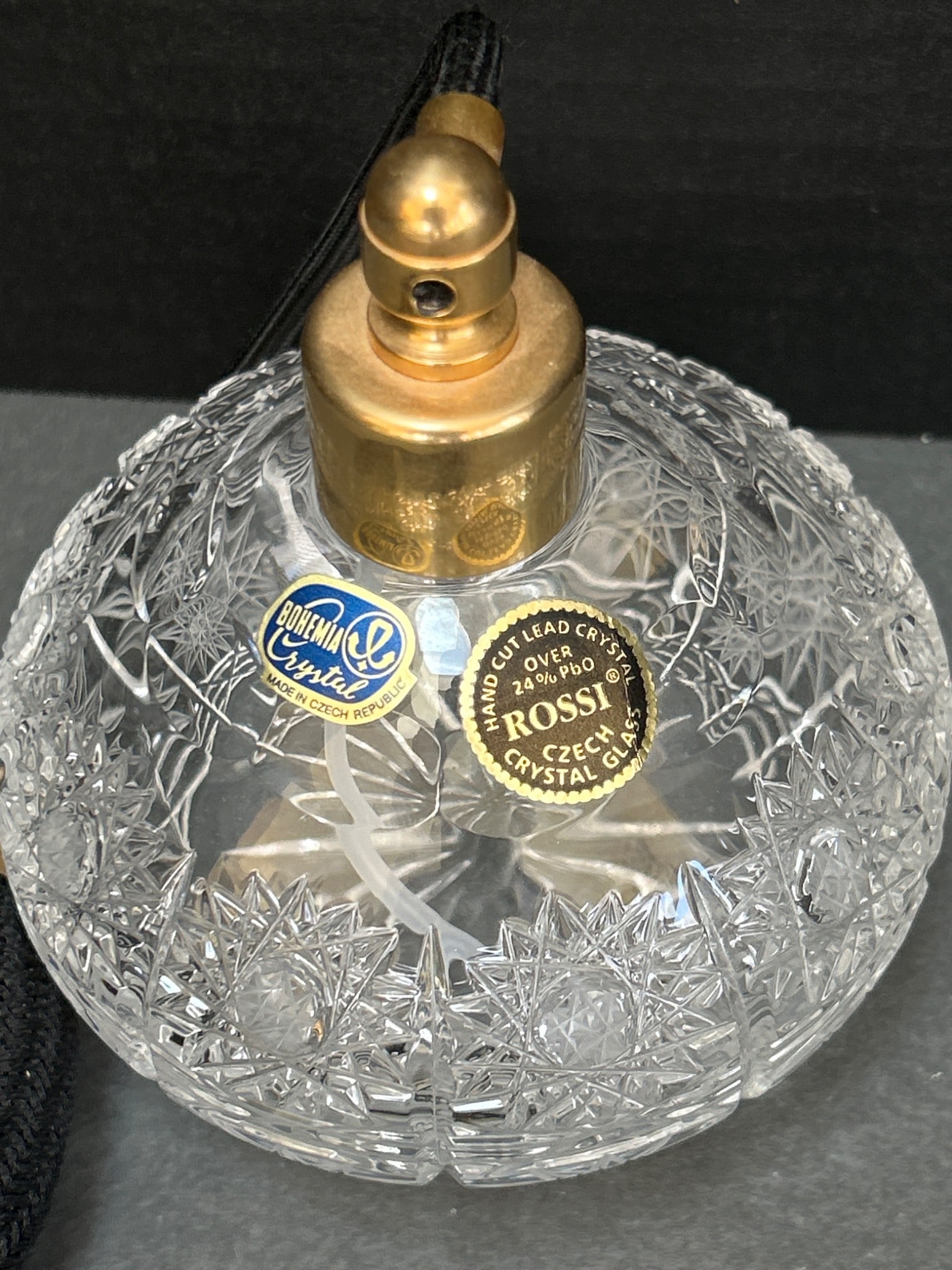 Bohemian Lead Crystal Glass Perfume Atomizer with Tassel - ROSSI, Czech Republic - 2