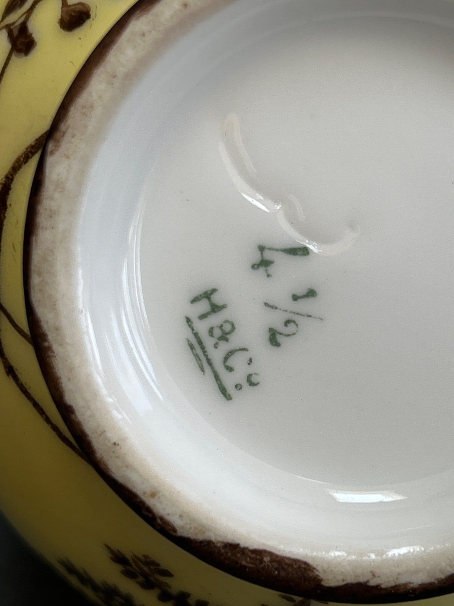 Ceramic Pitcher with Botanical Design, Labeled 'H&C', Approximately 4.5 Inches Tall - 6