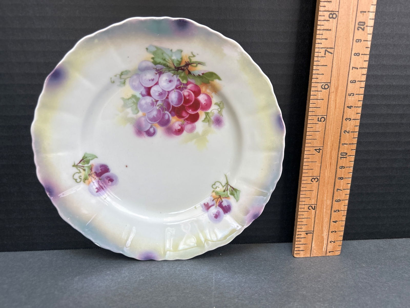Porcelain Plate with Grape Design, Marked 'Germany', 7.5-Inch Diameter - 2