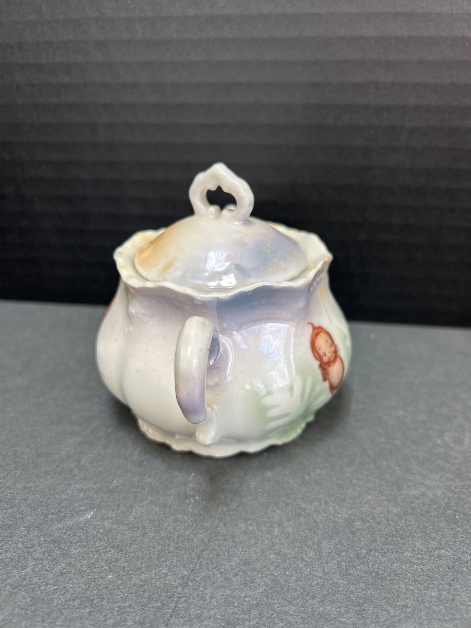 Porcelain Kewpie Sugar Dish with Lid - Rose O'Neill Mark, Germany - 2