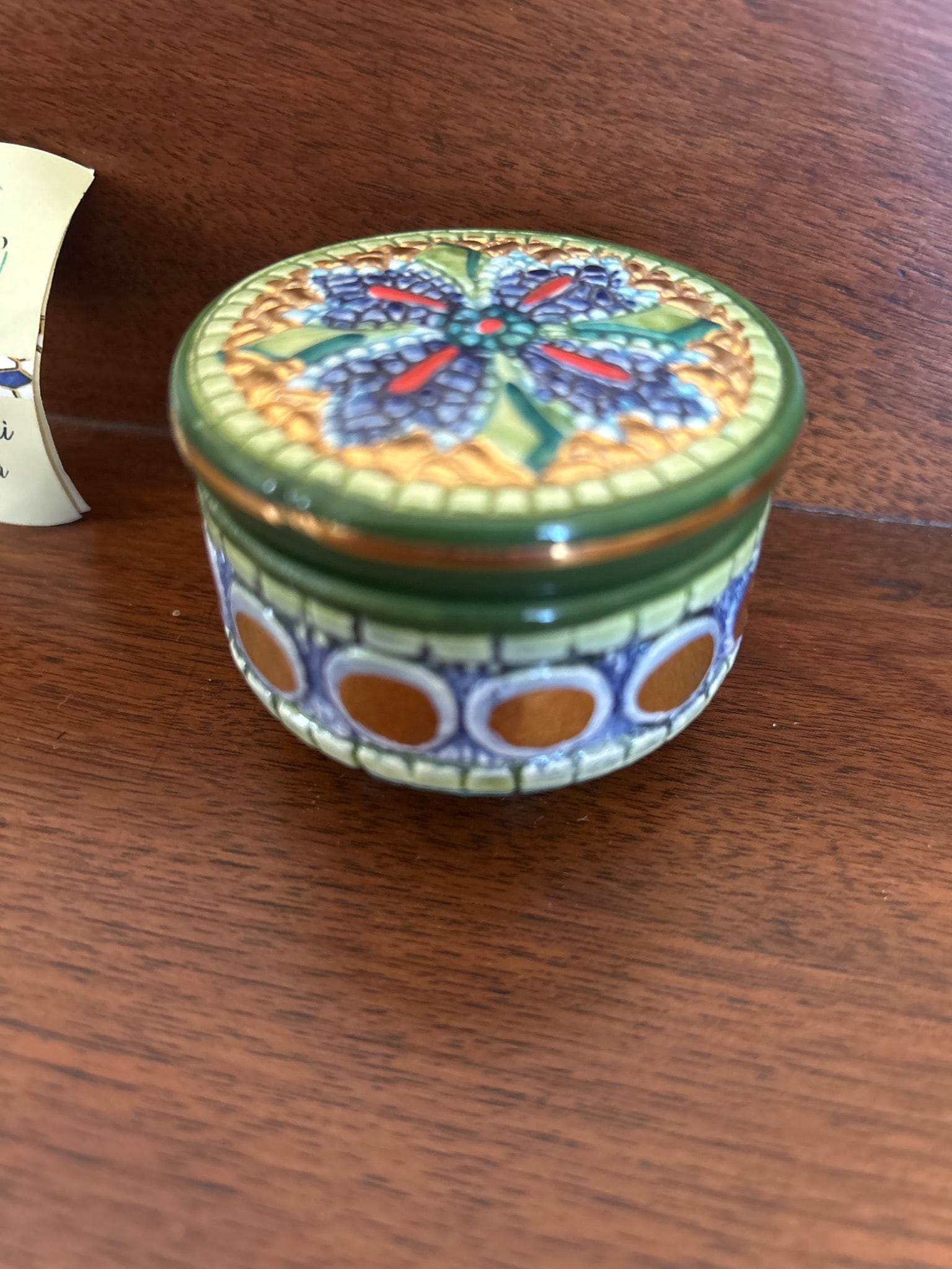 Hand-Painted Italian Maioliche Trinket Box by Pinturicchio, Ravenna Design - 3