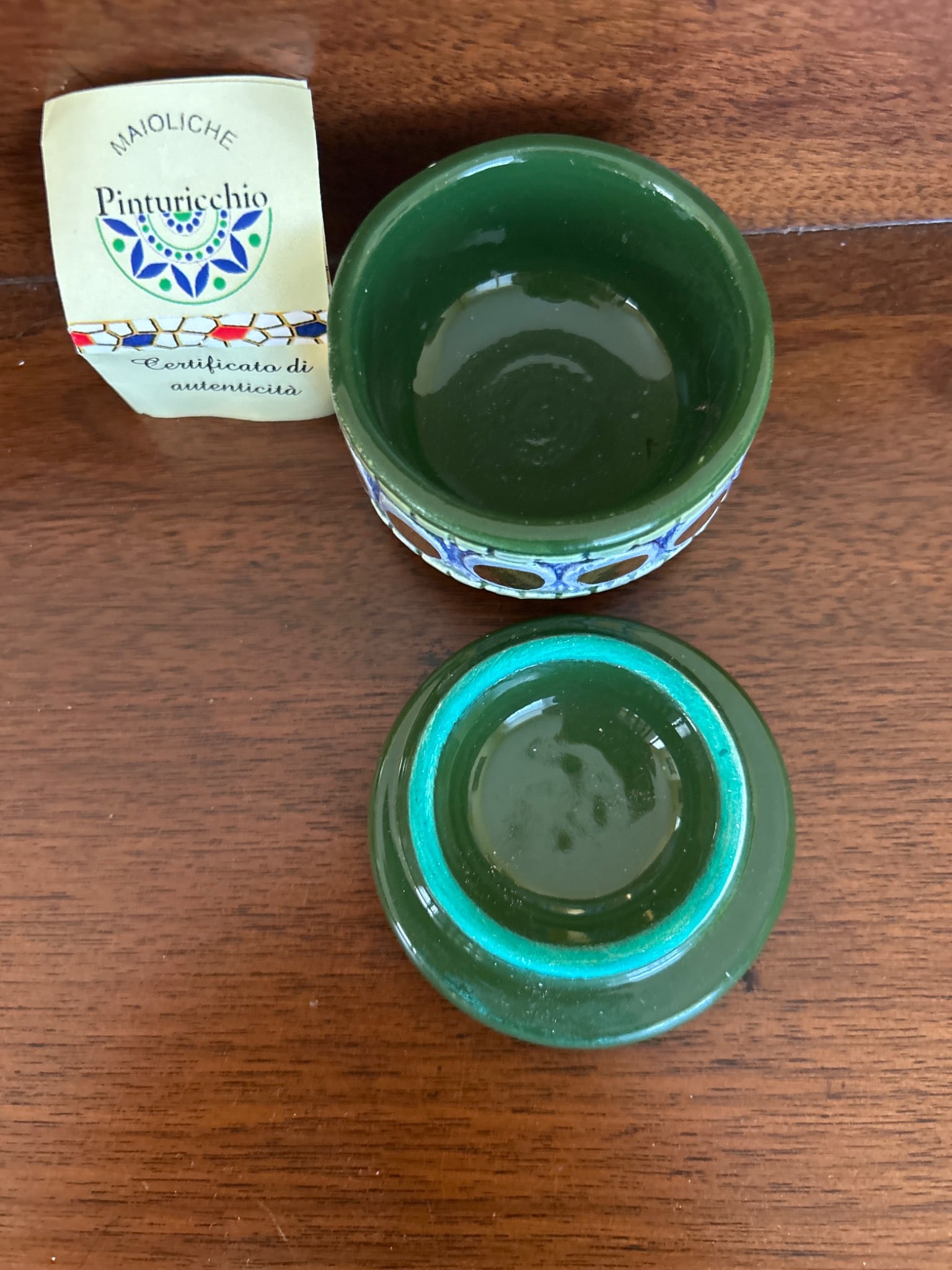 Hand-Painted Italian Maioliche Trinket Box by Pinturicchio, Ravenna Design - 4